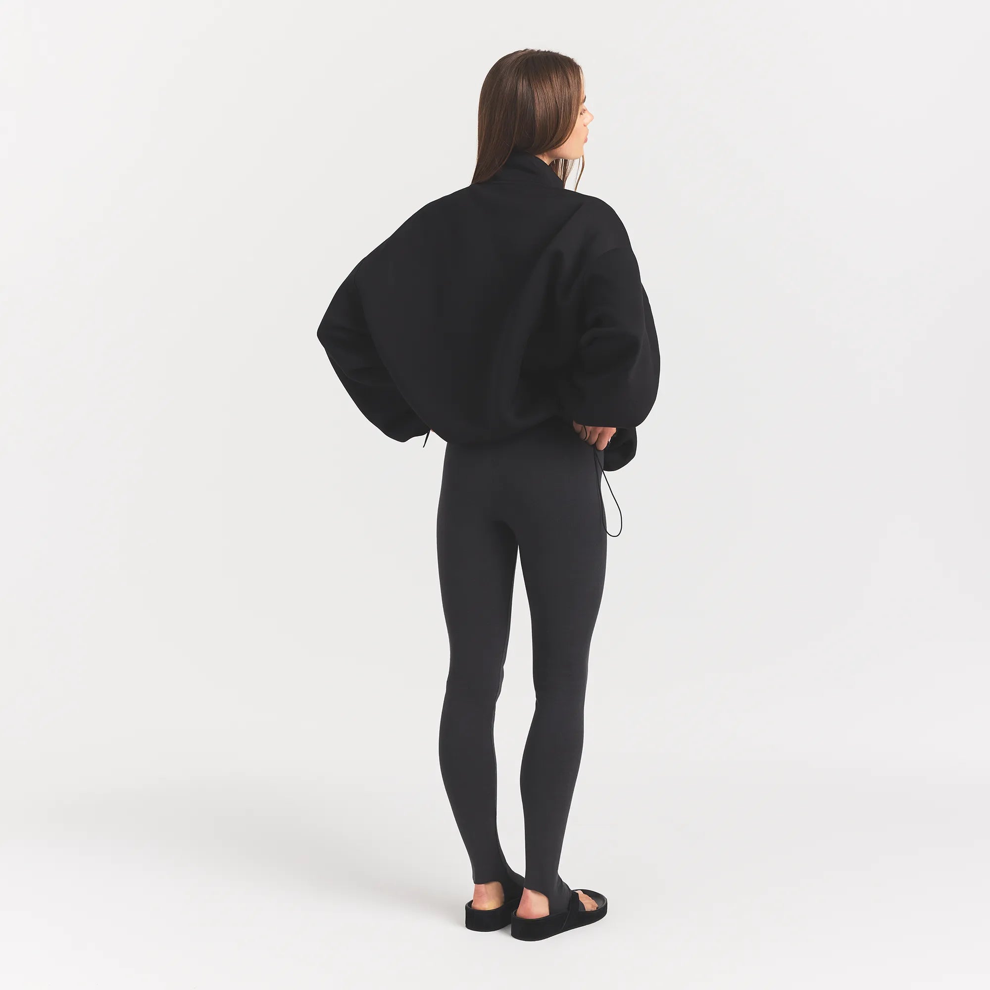 NEOPRENE OUTERWEAR OVERSIZED MOCK NECK ZIP UP | OBSIDIAN