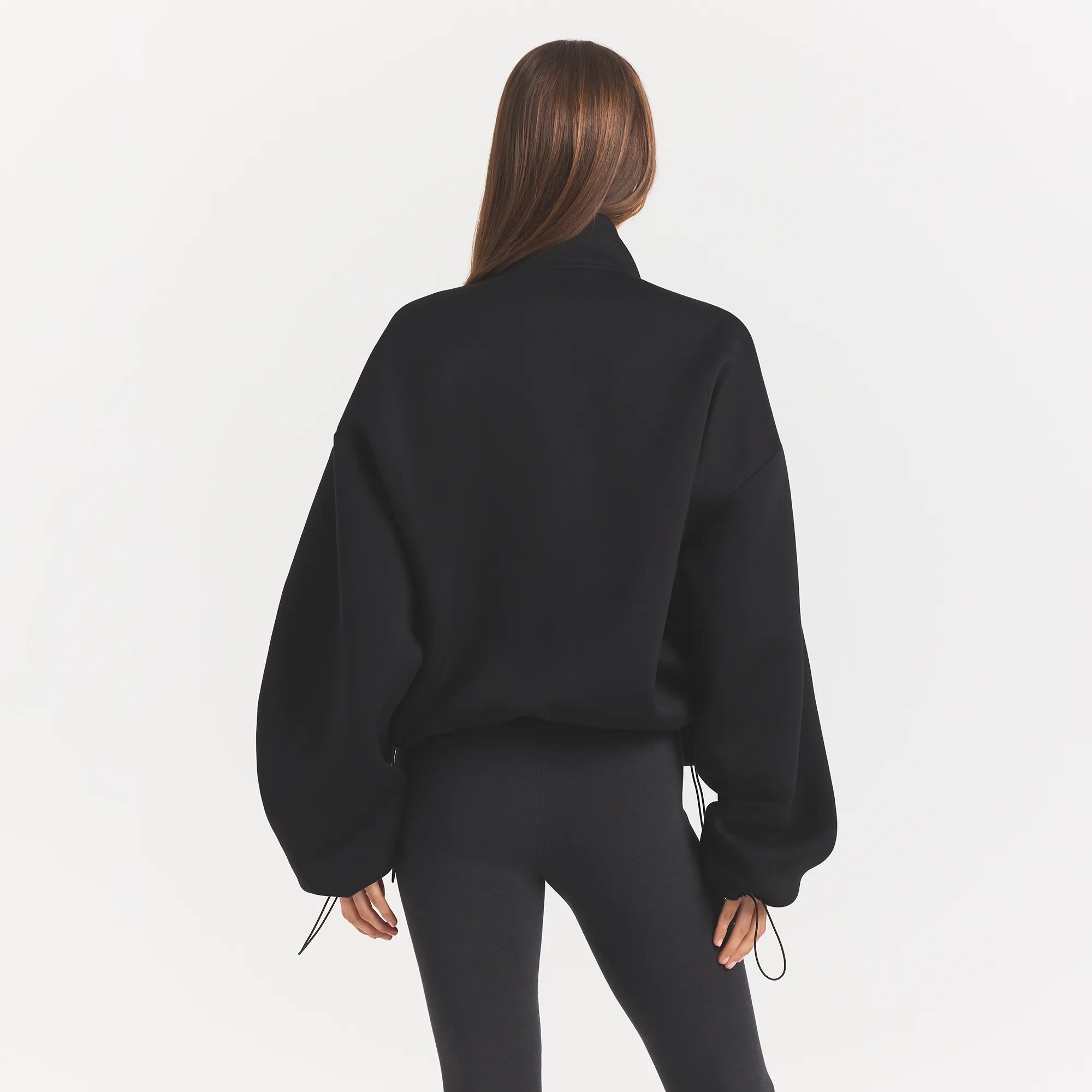 NEOPRENE OUTERWEAR OVERSIZED MOCK NECK ZIP UP | OBSIDIAN