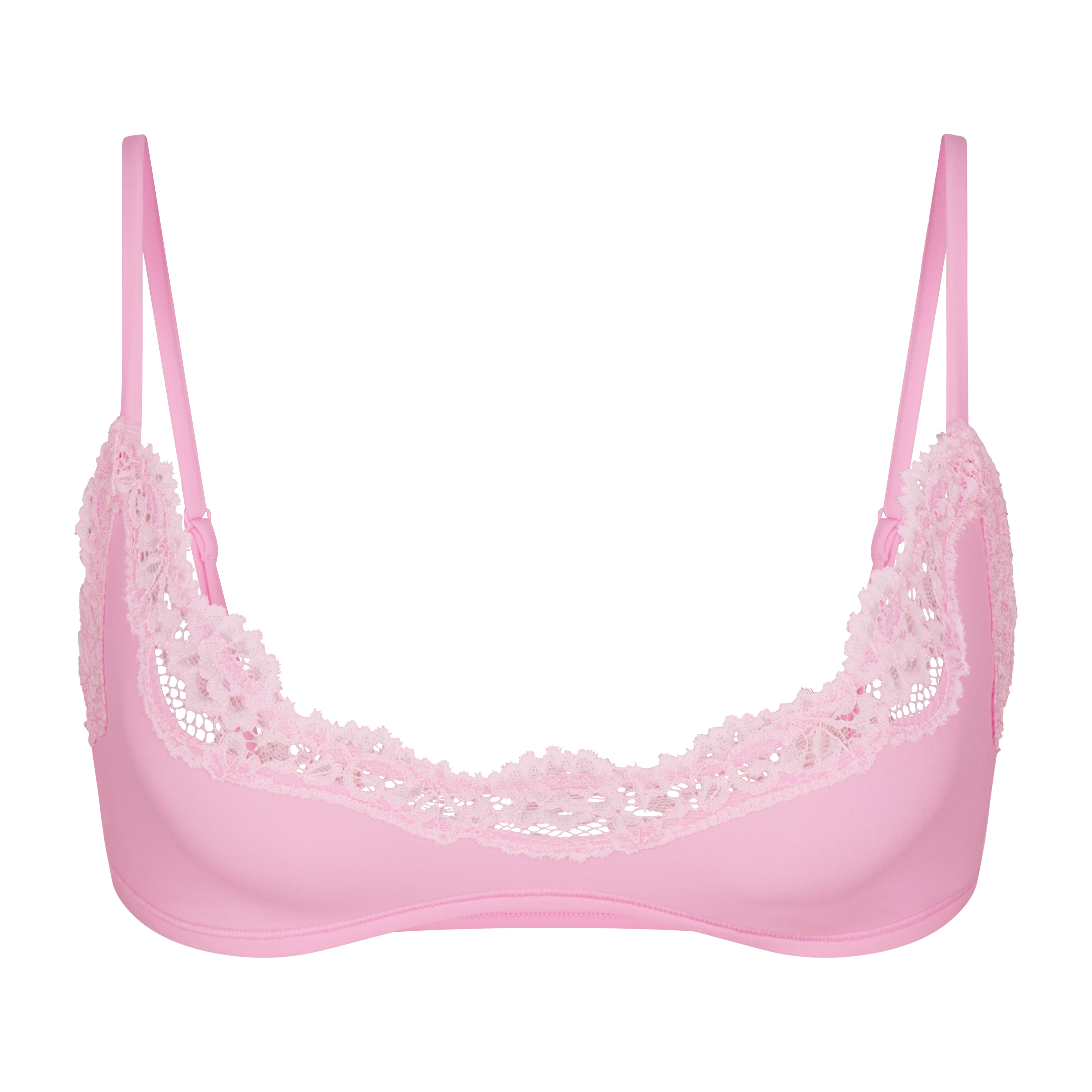 FITS EVERYBODY LACE SCOOP BRALETTE | BUBBLEGUM TONAL FLAT ON A WHITE BACKGROUND @ | FLT