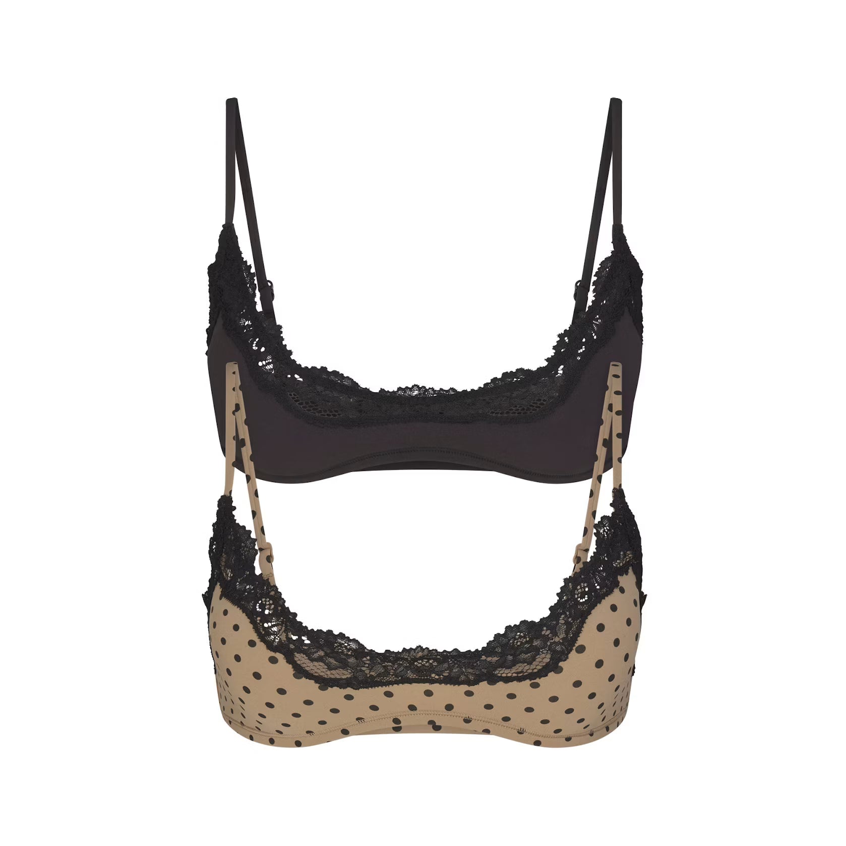 FITS EVERYBODY LACE SCOOP BRALETTE 2-PACK | MINI POLKA DOT AND ONYX