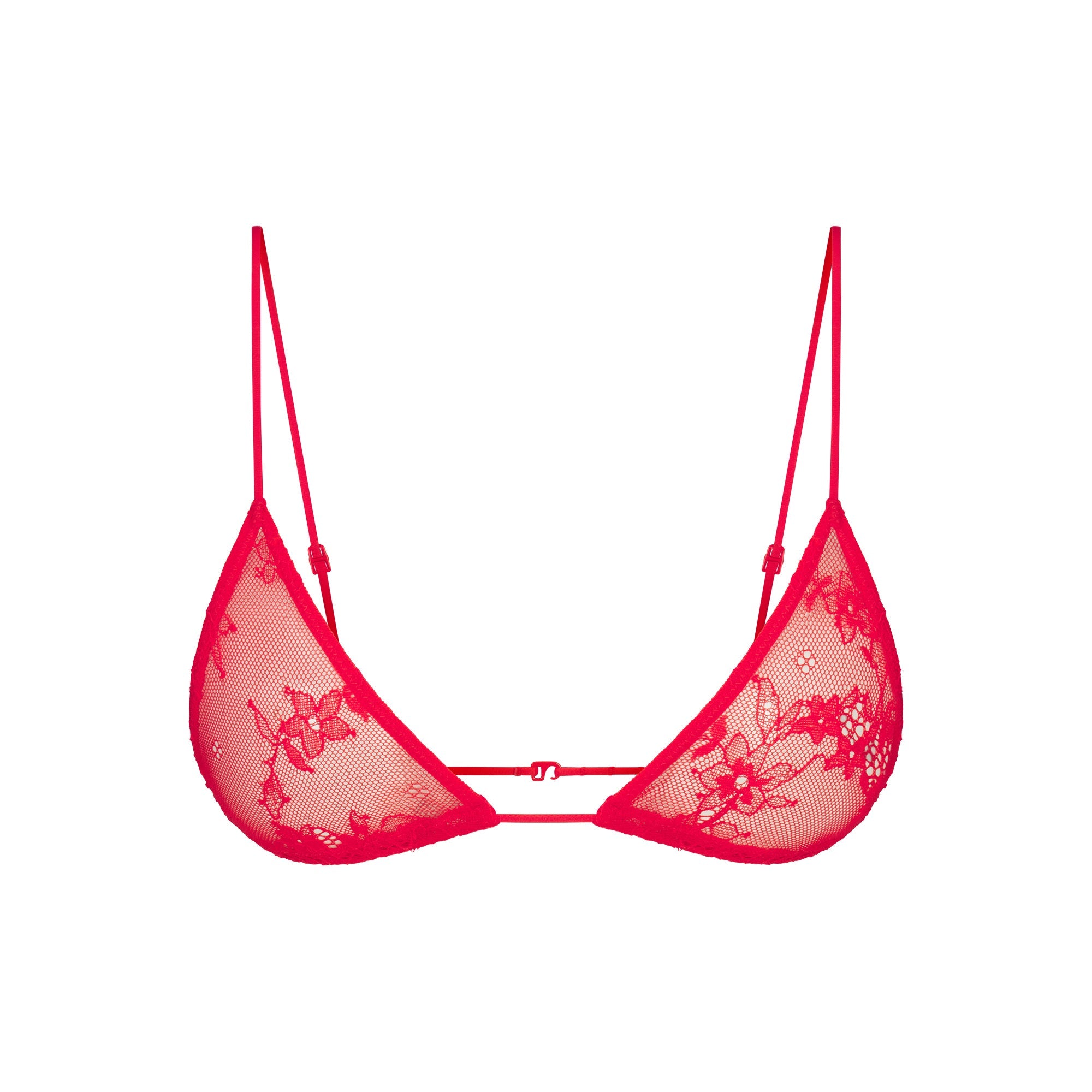 ULTRA FINE LACE MICRO TRIANGLE BRALETTE | RUBY FLAT ON A WHITE BACKGROUND | FLT