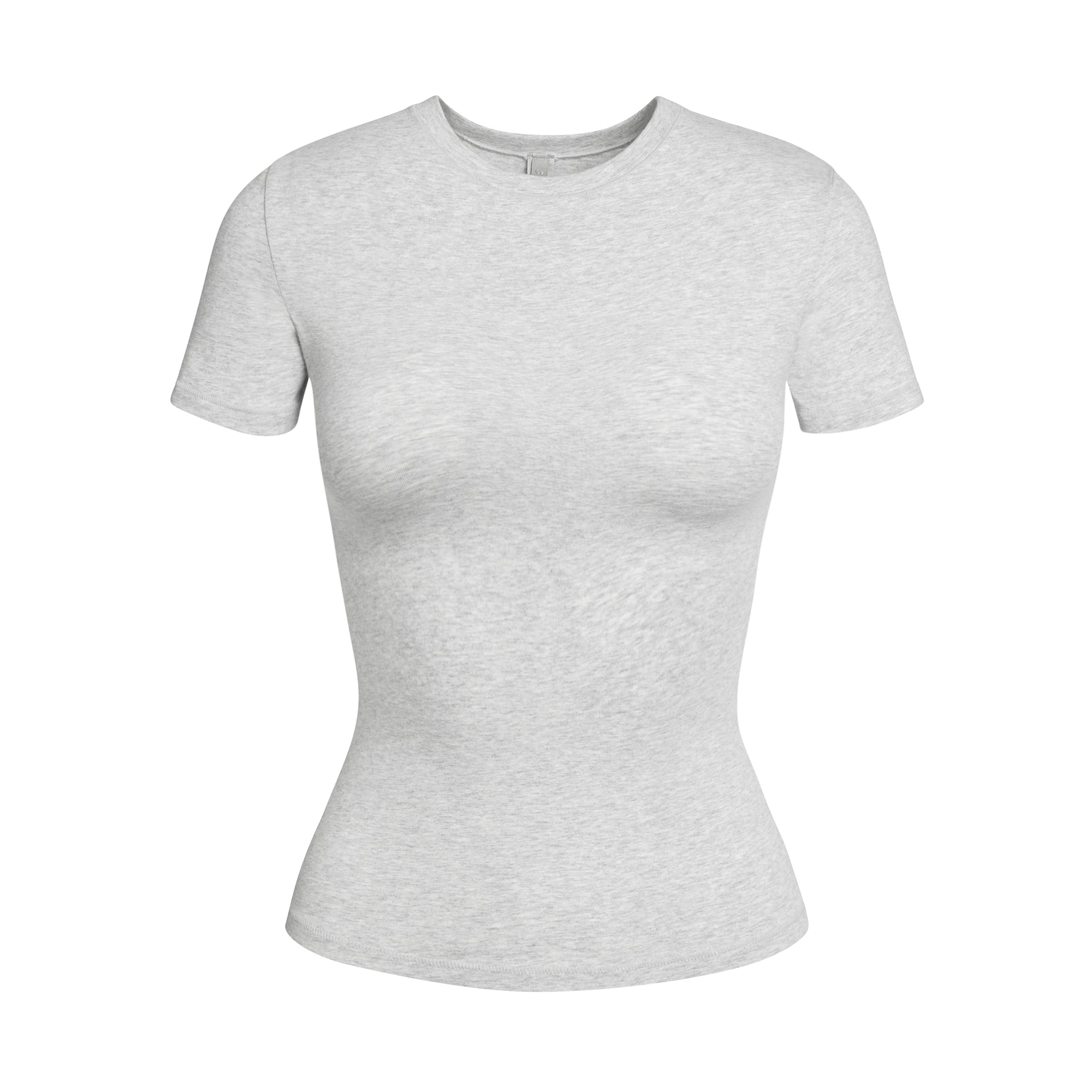 COTTON JERSEY T-SHIRT | LIGHT HEATHER GREY FLAT ON A WHITE BACKGROUND | FLT