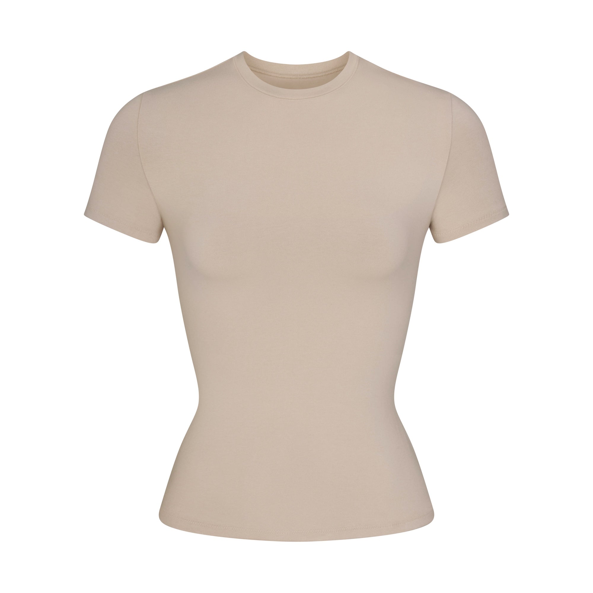 COTTON JERSEY T-SHIRT | STONE FLAT ON A WHITE BACKGROUND | FLT