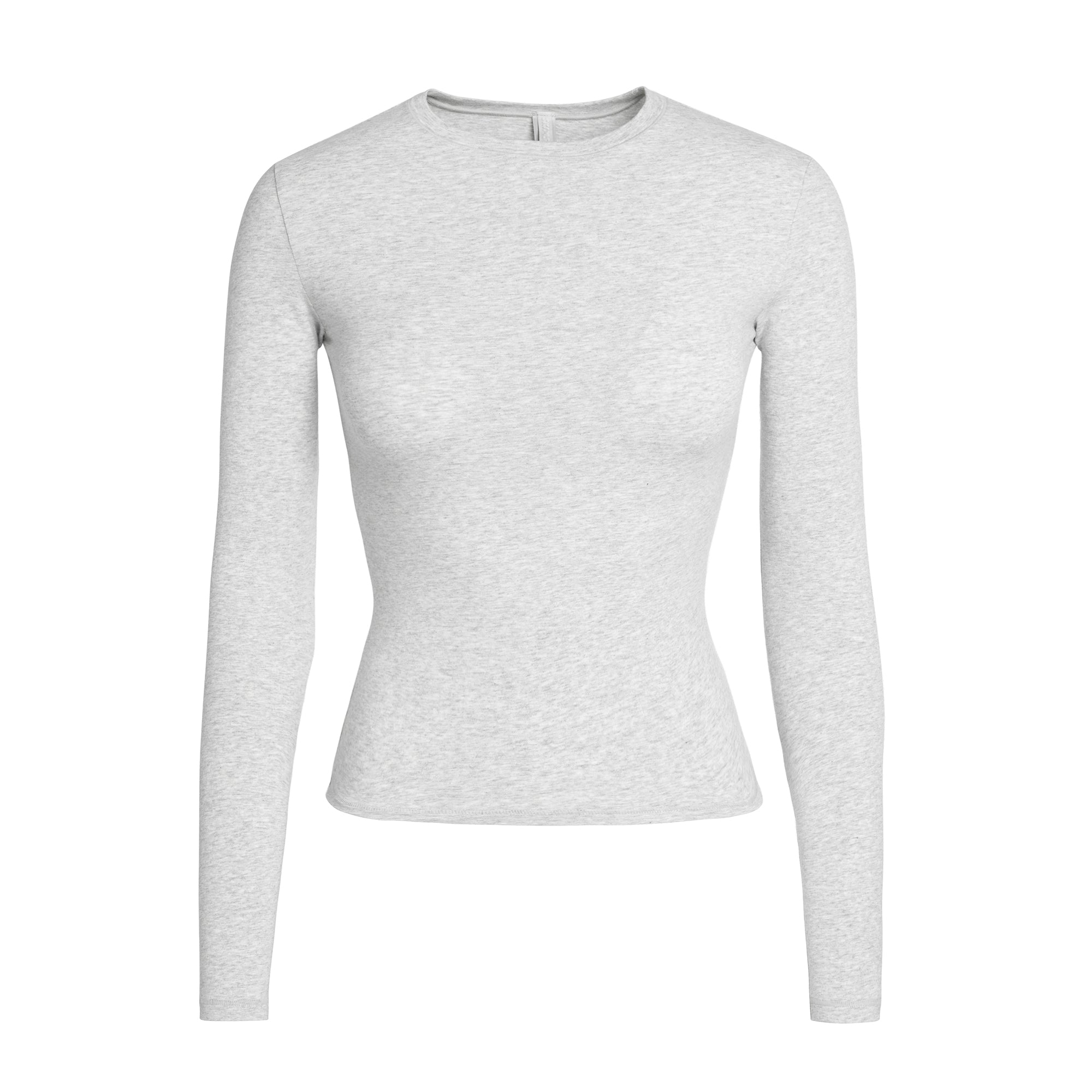 COTTON JERSEY LONG SLEEVE T-SHIRT | LIGHT HEATHER GREY FLAT ON A WHITE BACKGROUND | FLT