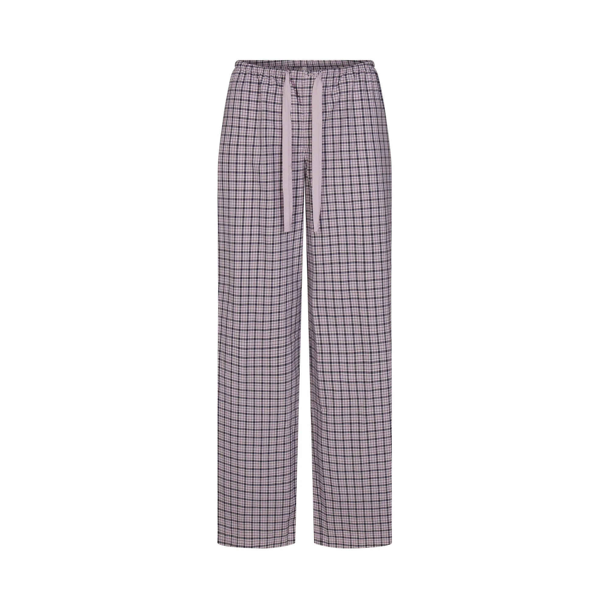 COTTON POPLIN SLEEP OVERSIZED PANT | IRIS MICA NAVY CHECK