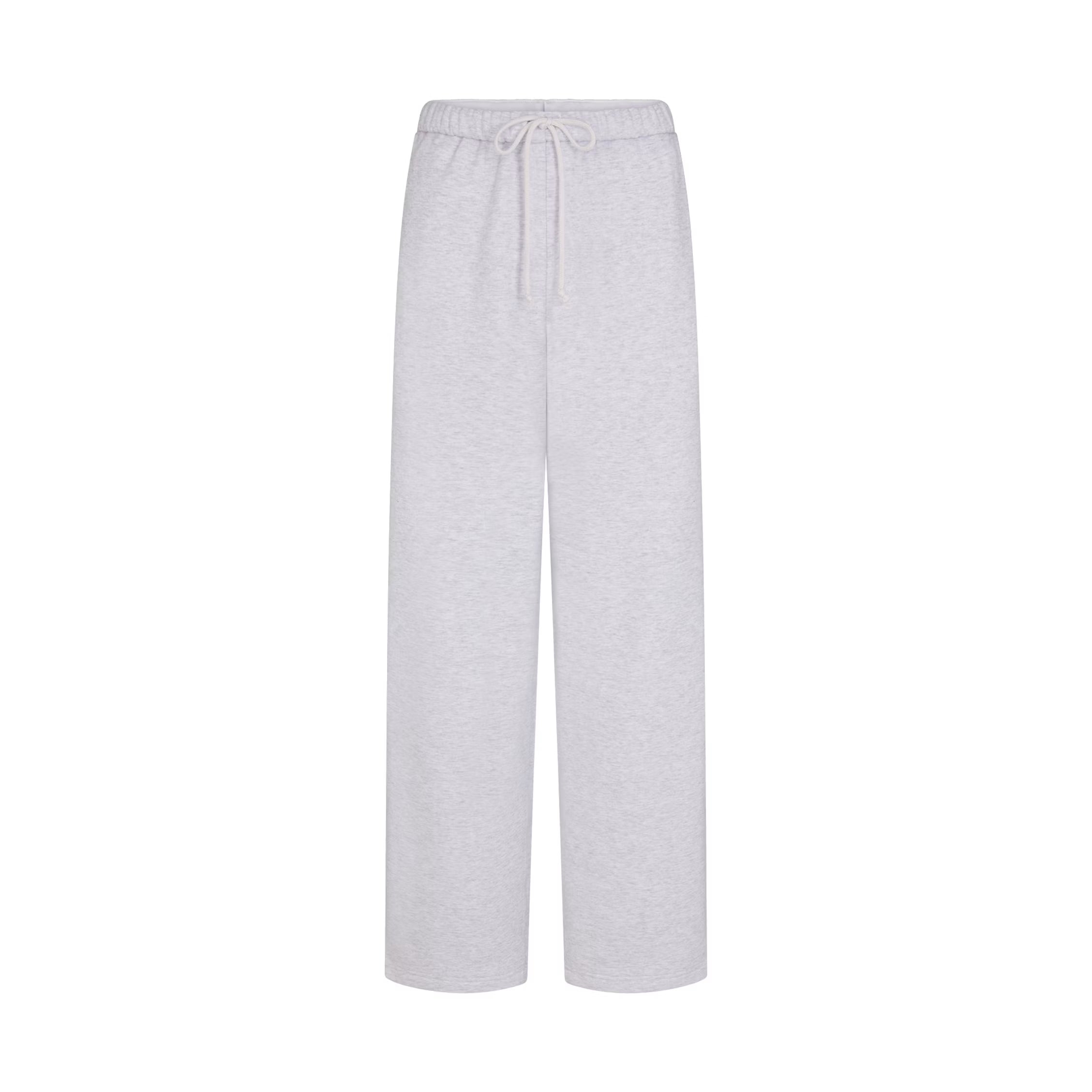 COTTON FLEECE CLASSIC STRAIGHT LEG PANT | LIGHT HEATHER GREY ARCHED SKIMS PLAID