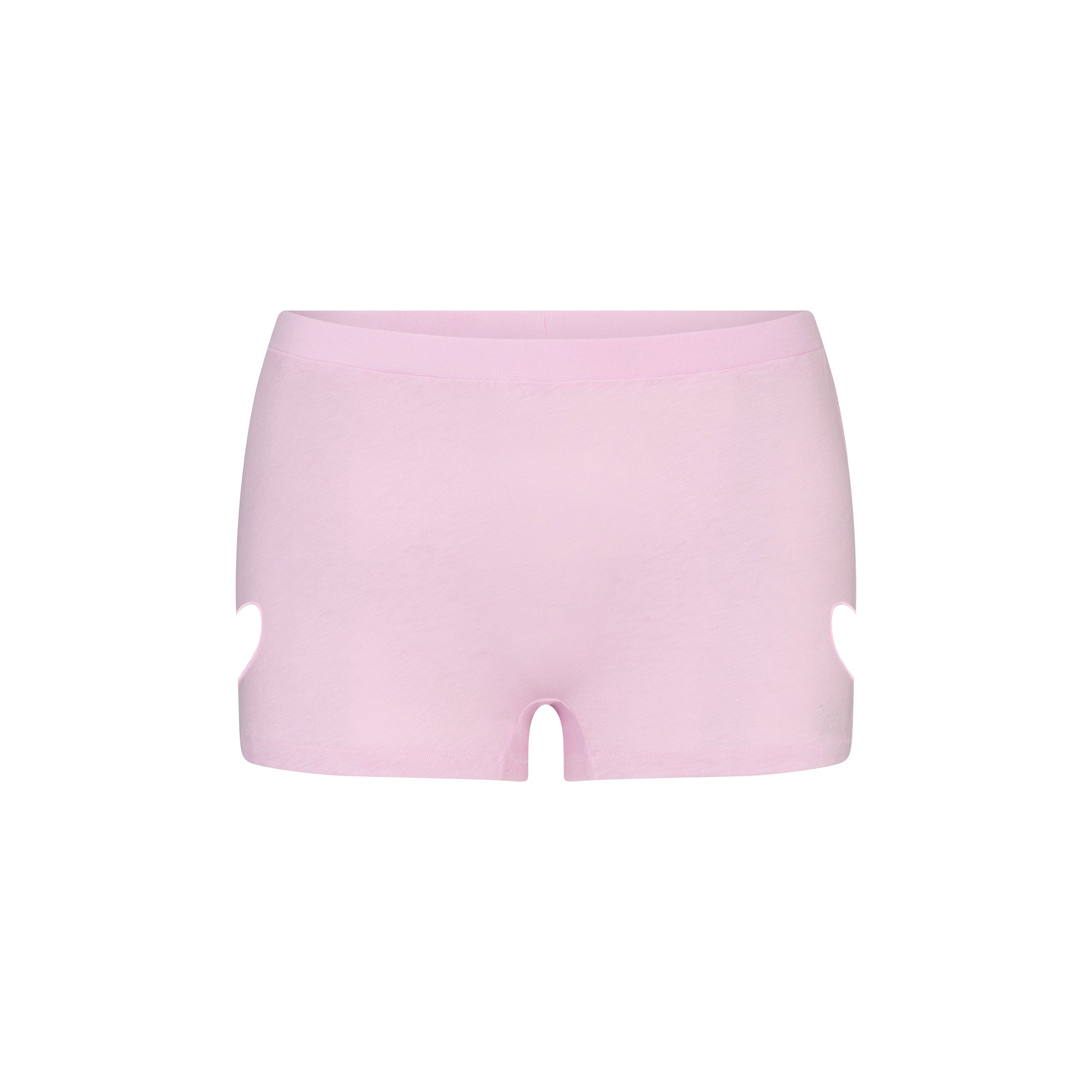 WORN IN JERSEY HEART MICRO SHORT | BABY PINK FLAT ON A WHITE BACKGROUND | FLT