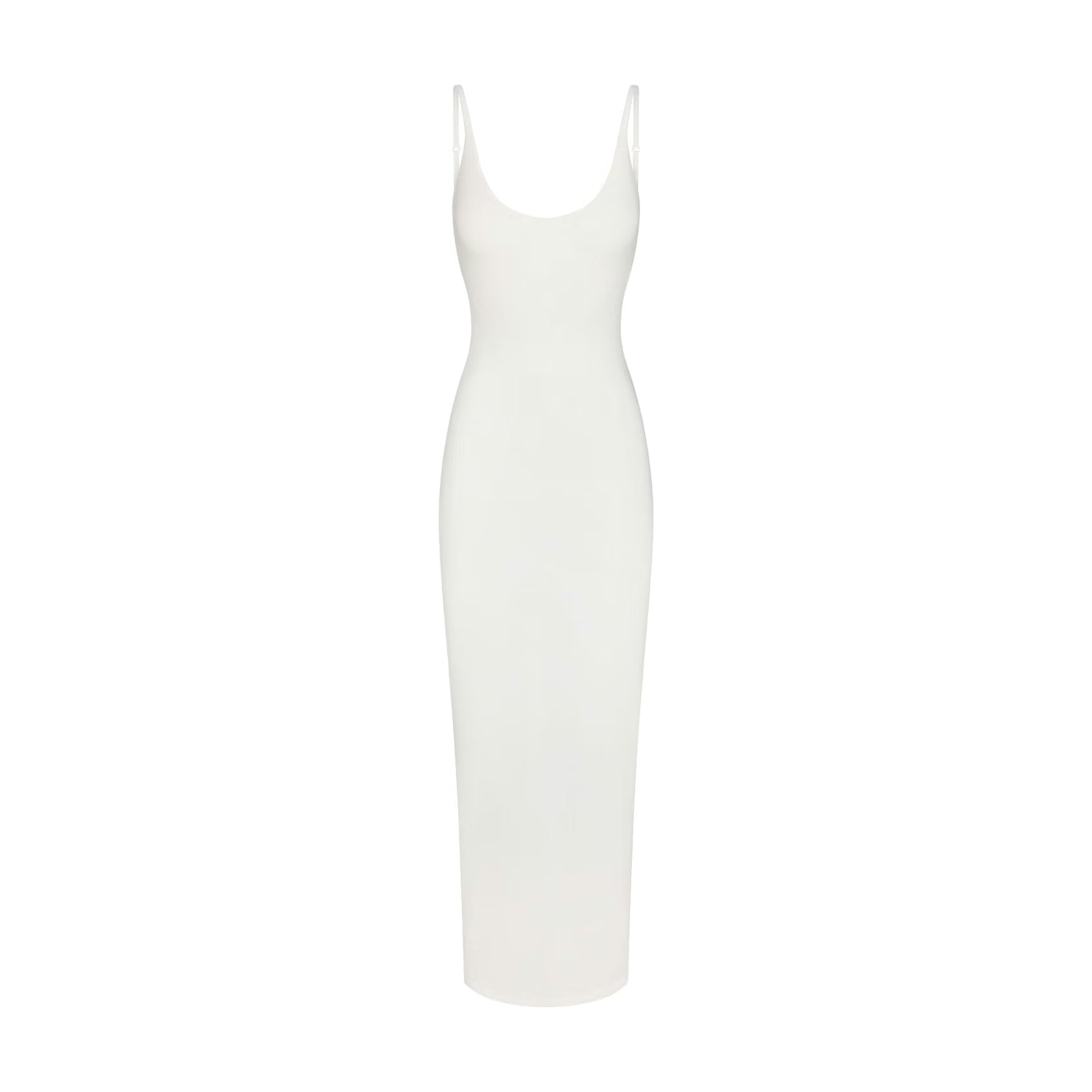SMOOTH LAYERS SCOOP NECK LONG DRESS | EGRET