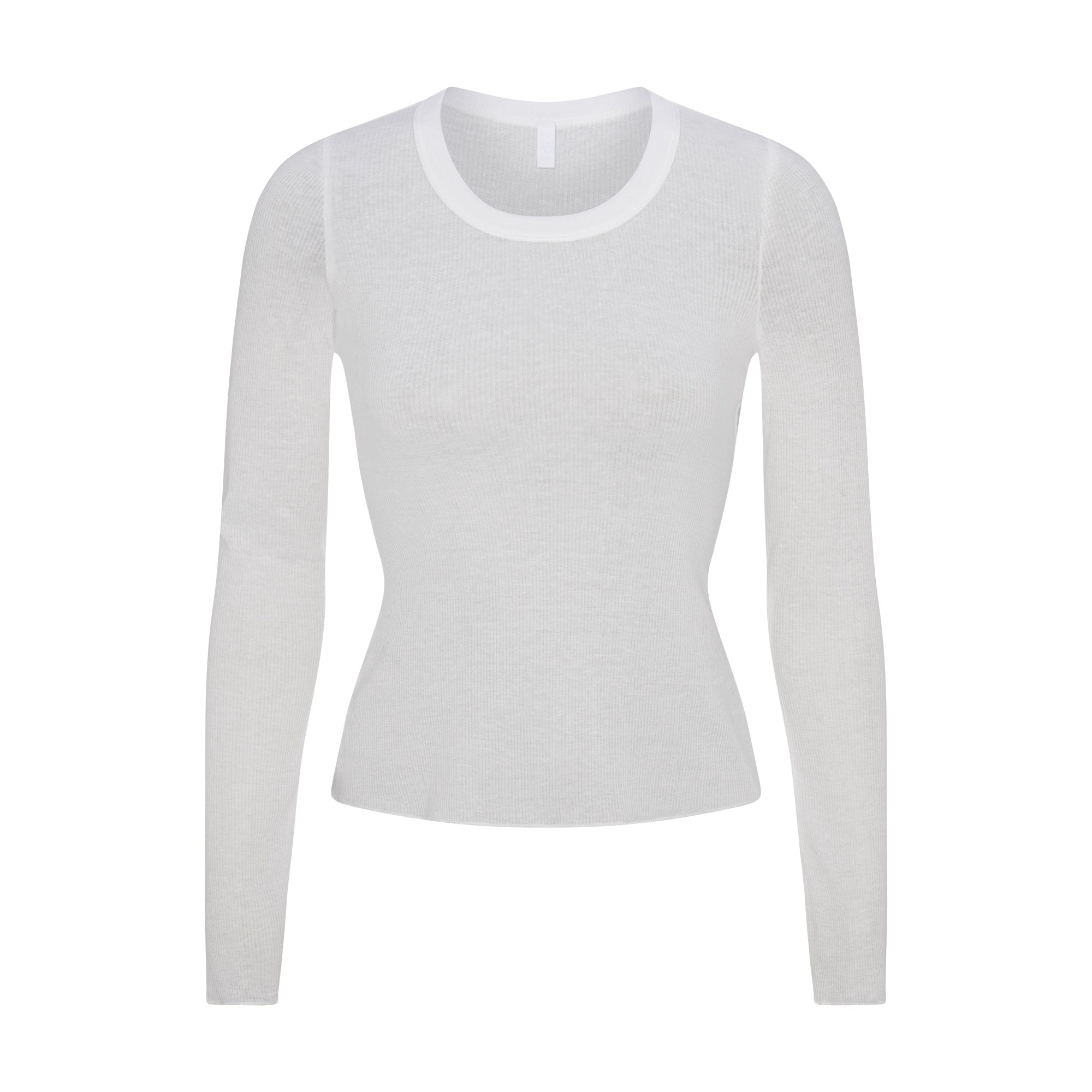 SHEER RIB LONG SLEEVE WIDE CREW | SNOW FLAT ON A WHITE BACKGROUND | FLT