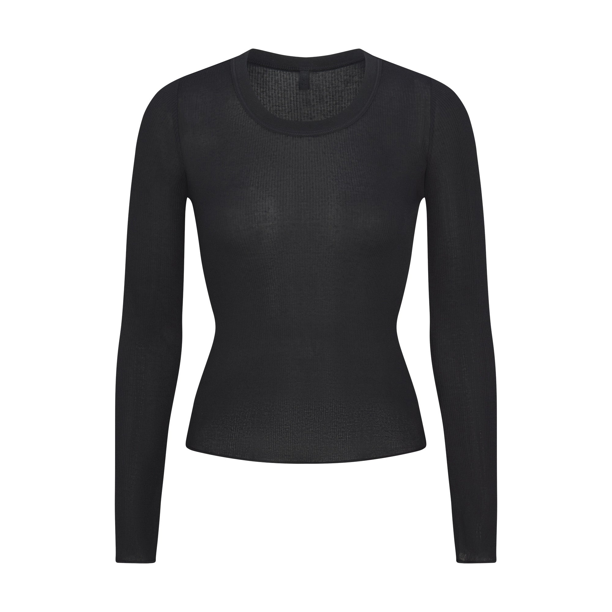SHEER RIB LONG SLEEVE WIDE CREW | SOOT FLAT ON A WHITE BACKGROUND | FLT