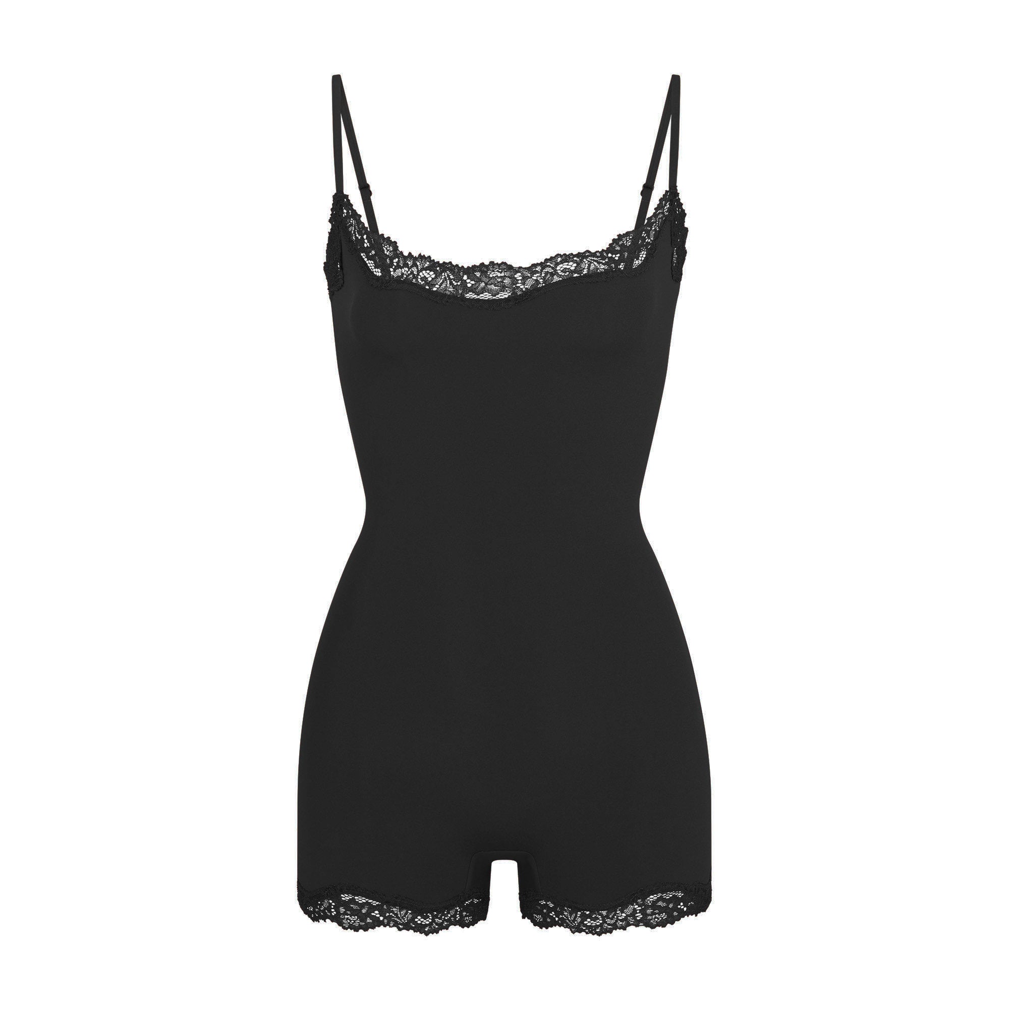 FITS EVERYBODY LACE ONESIE | ONYX (ONESIES, BODYSUITS) LAYS FLAT ON A WHITE BACKGROUND | FLT