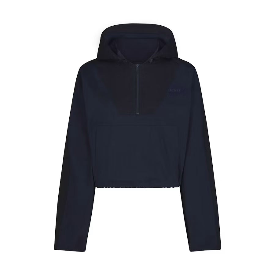 WOVEN COTTON HALF ZIP PULLOVER | NAVY