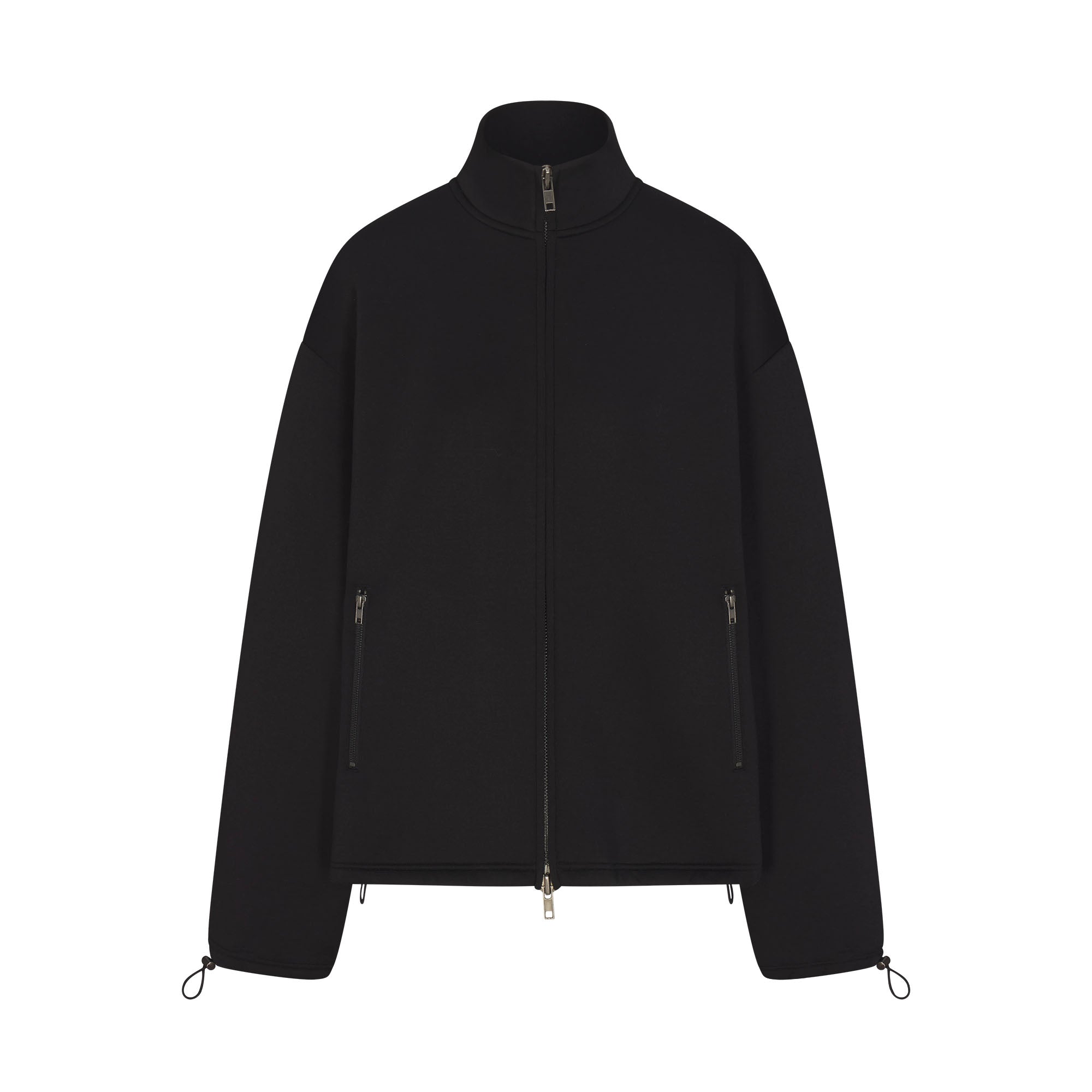 NEOPRENE OUTERWEAR OVERSIZED MOCK NECK ZIP UP | OBSIDIAN