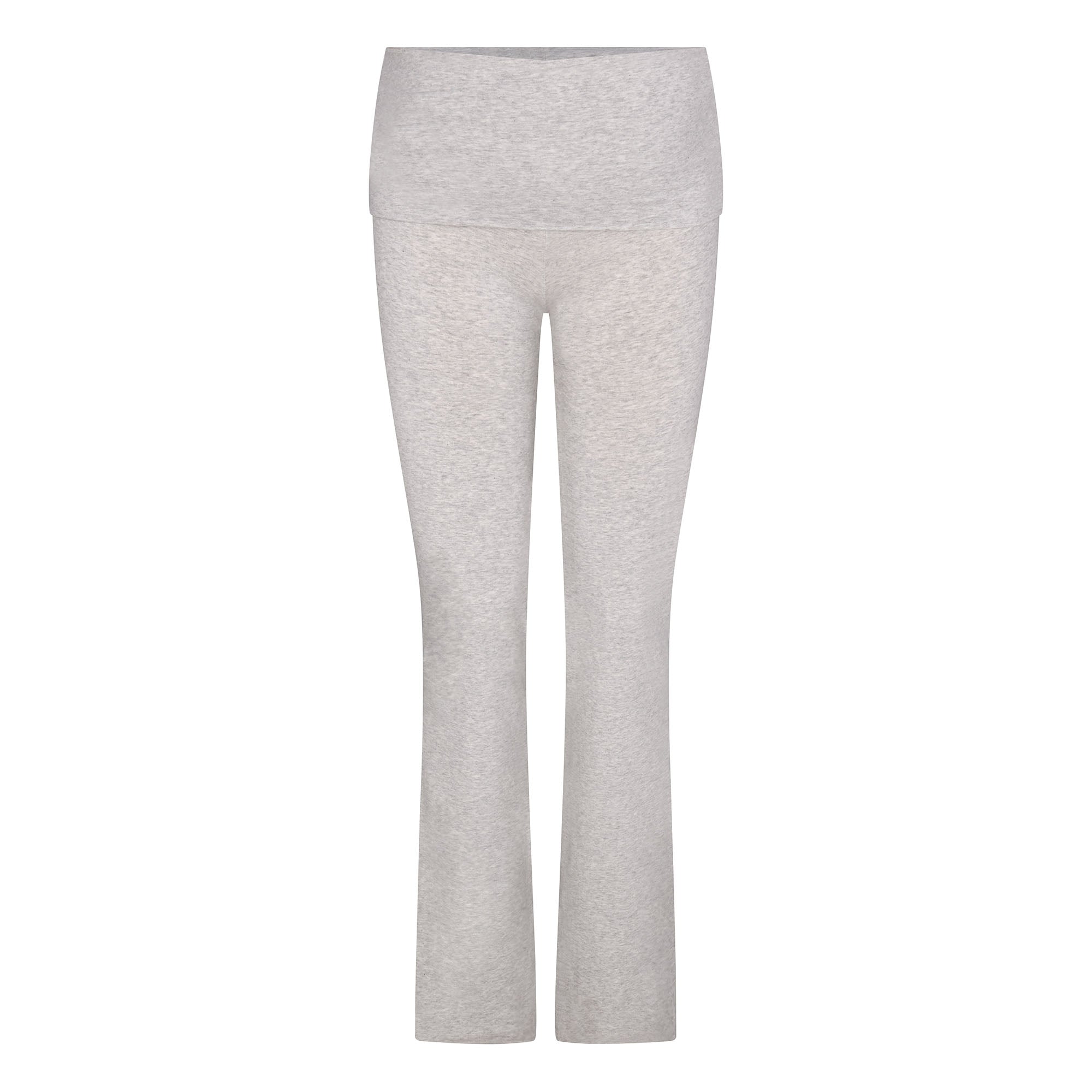 COTTON JERSEY MATERNITY FOLDOVER PANT | LIGHT HEATHER GREY FLAT ON A WHITE BACKGROUND | FLT