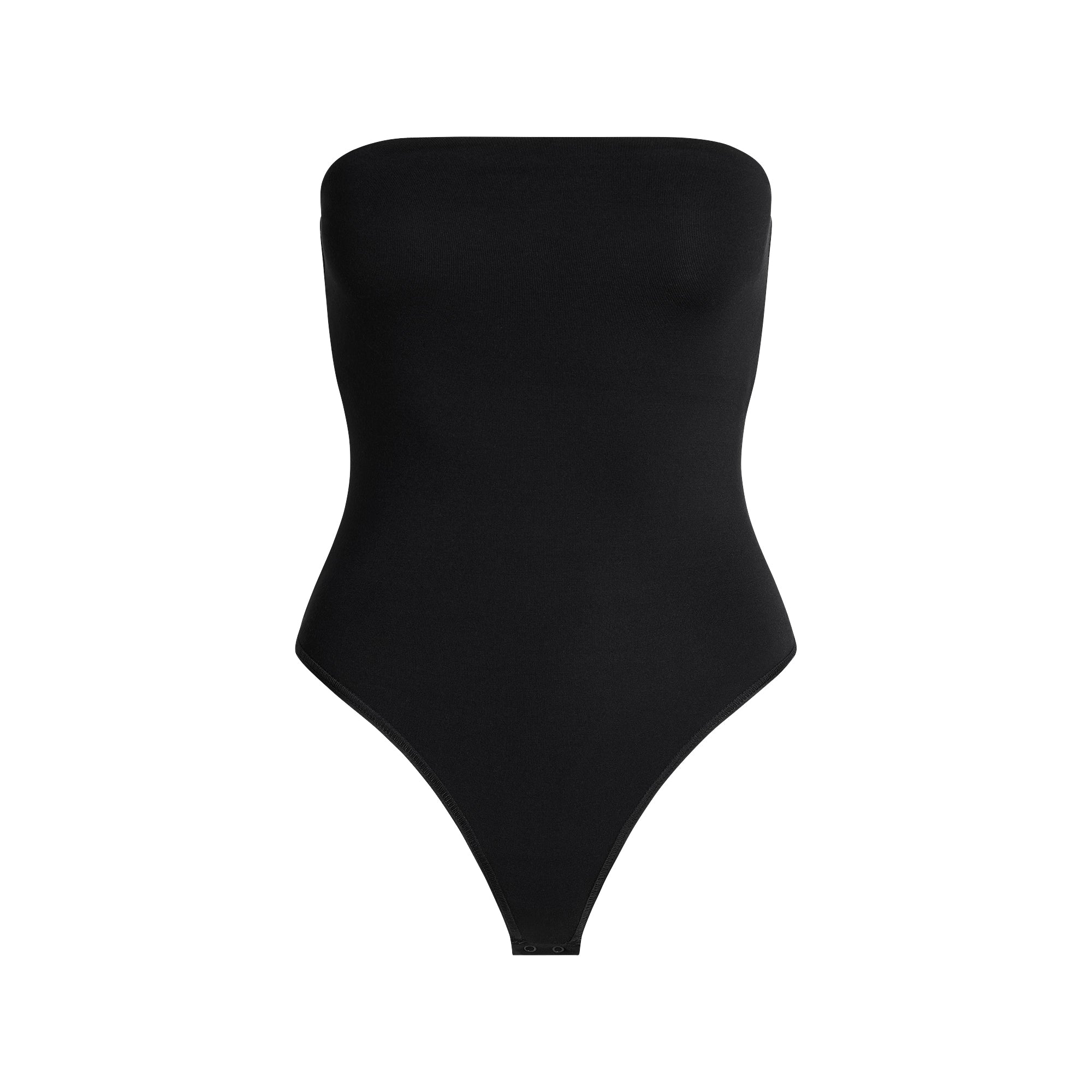 SMOOTH LAYERS STRAPLESS BODYSUIT | OBSIDIAN FLAT ON A WHITE BACKGROUND | FLT