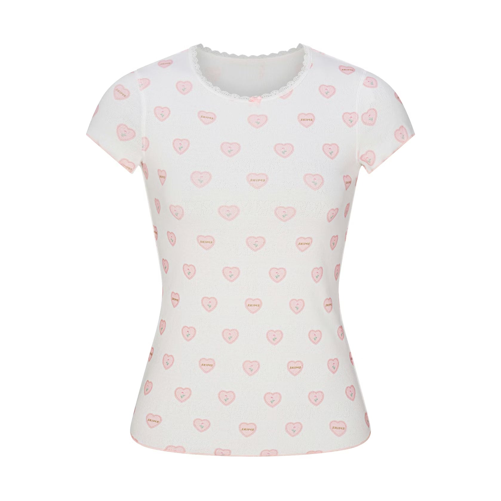 LOGO POINTELLE BABY TEE AND SHORT SET | SNOW LACE HEARTS