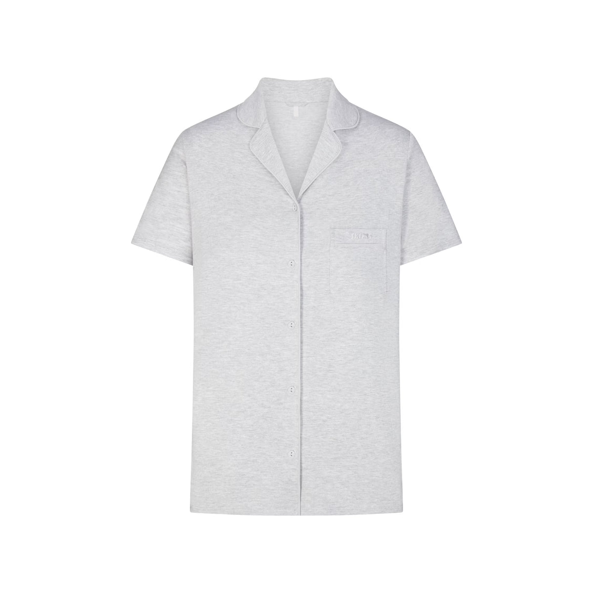 SKIMS SLEEP SHORT SLEEVE BUTTON UP SET | LIGHT HEATHER GREY