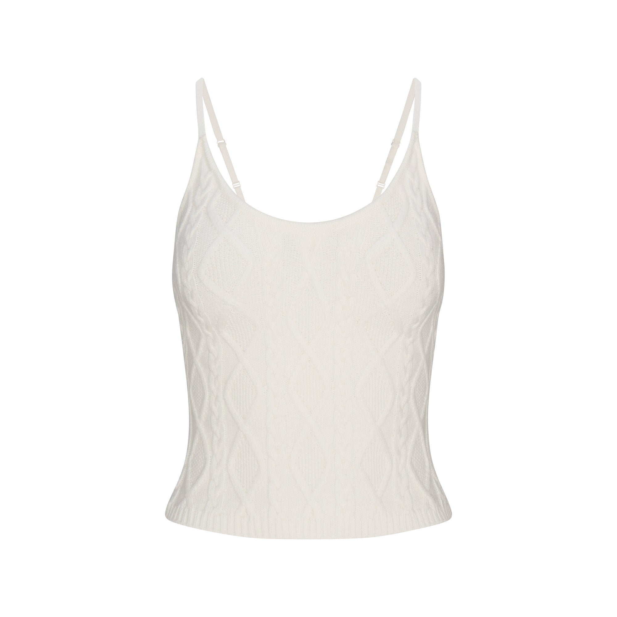 SWEATER KNIT CAMI | IVORY FLAT ON A WHITE BACKGROUND | FLT
