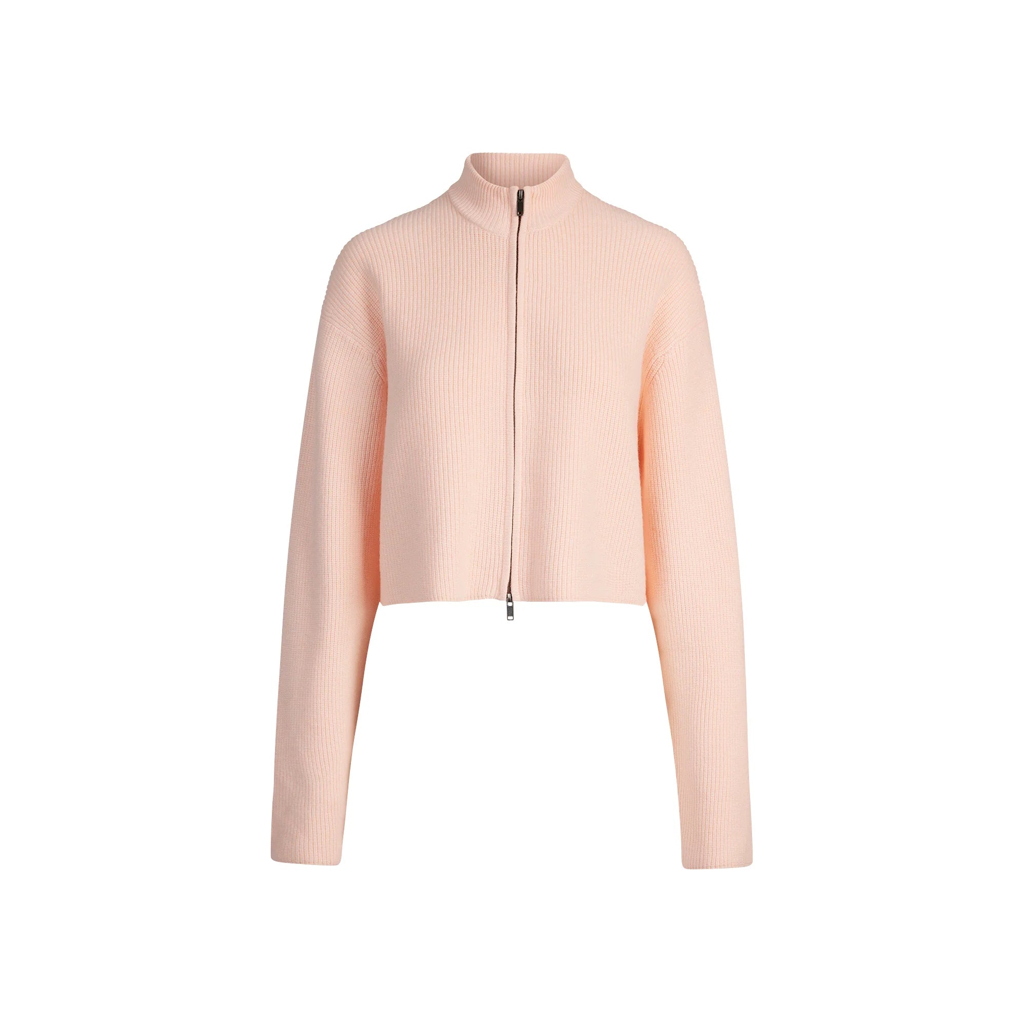 SWEATER KNITS MOCK NECK ZIP UP | PRIMROSE FLAT ON A WHITE BACKGROUND | FLT