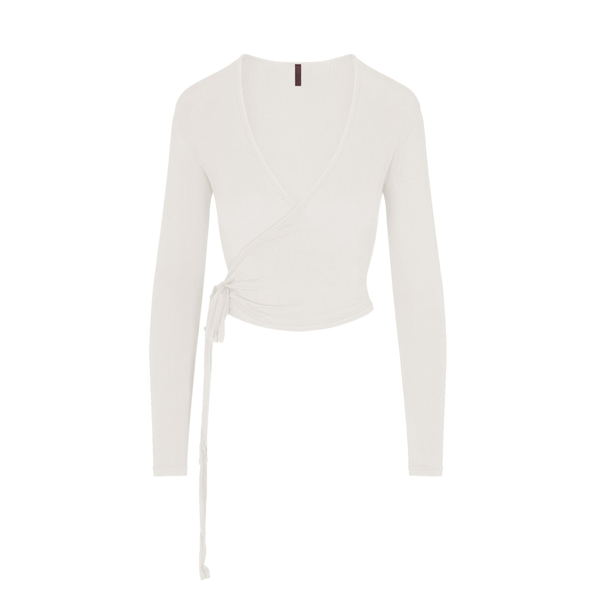 CLOUD SLEEP WRAP TOP | ECRU FLAT ON A WHITE BACKGROUND | FLT