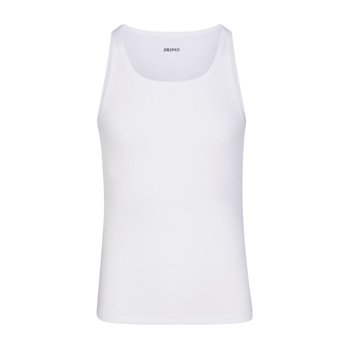 SKIMS COTTON MENS RIB TANK 3-PACK LAYS FLAT ON A WHITE BACKGROUND | FLT