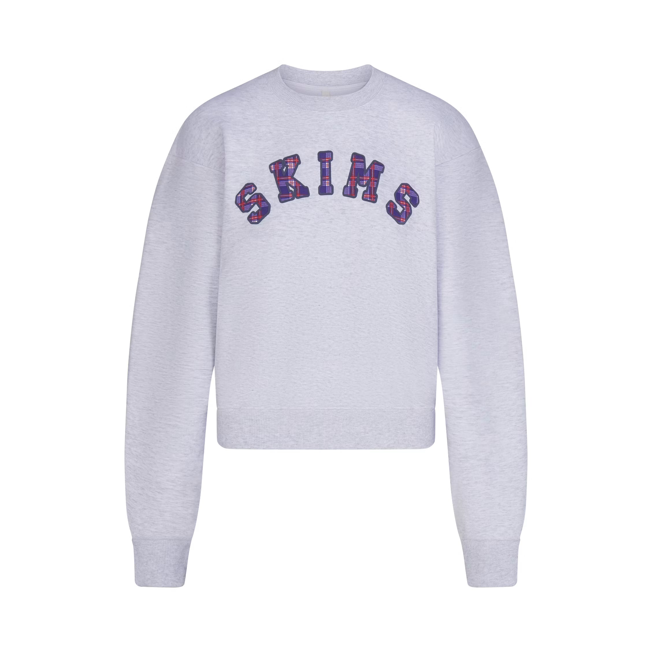 COTTON FLEECE CLASSIC CREWNECK | LIGHT HEATHER GREY ARCHED SKIMS PLAID