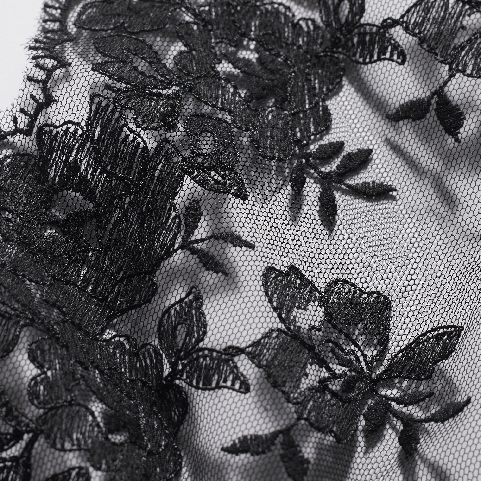 EMBROIDERED LINGERIE UNLINED CORSET | ONYX ADDITIONAL FABRIC DETAILS