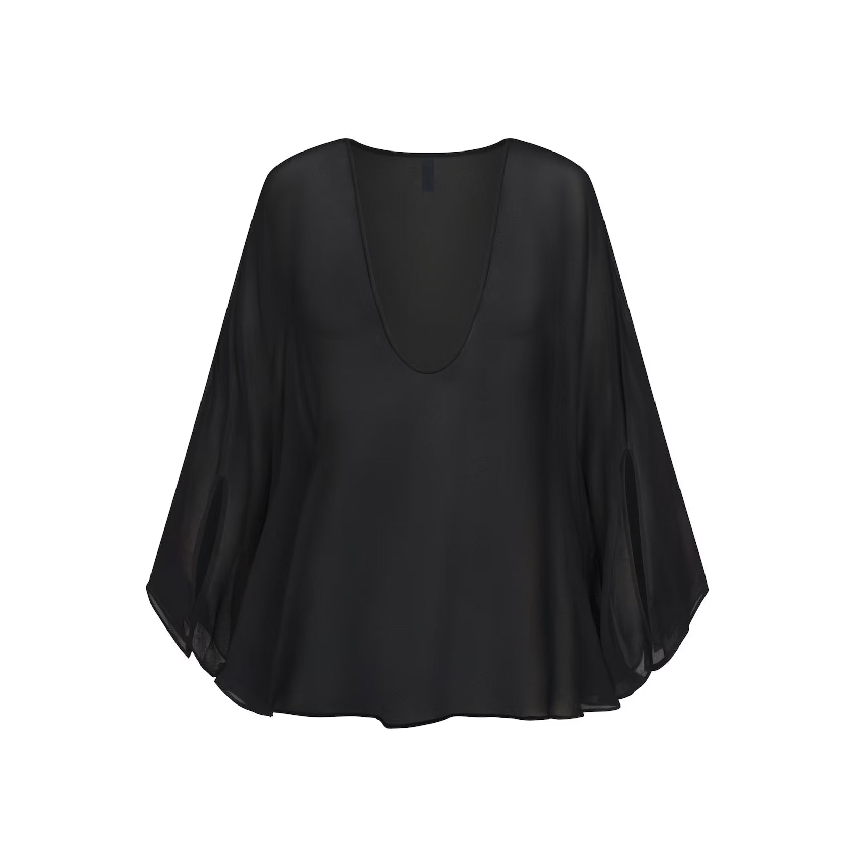 SHEER COVER-UPS SHORT KAFTAN | OBSIDIAN