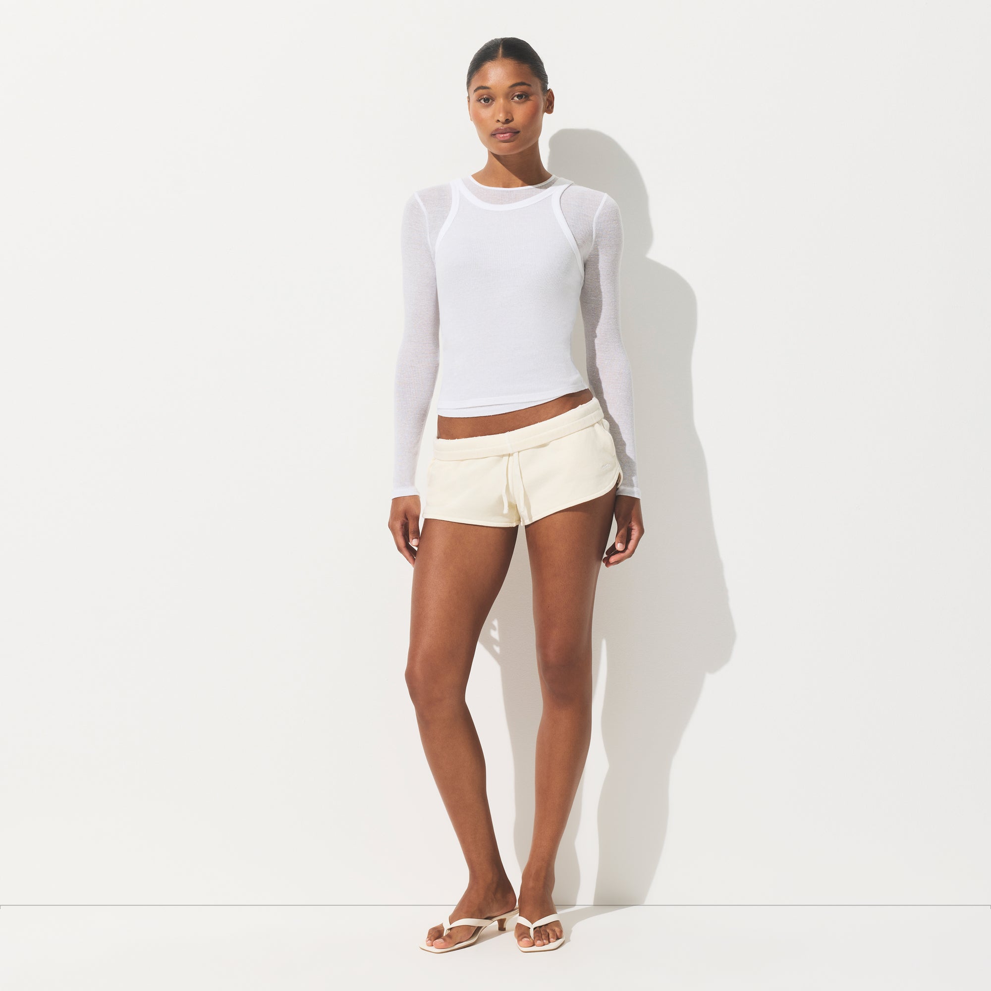 SHEER COTTON TANK | SNOW ON A MODEL SIDE VIEW | FOCUS: 0.0, 1.0, 0.9