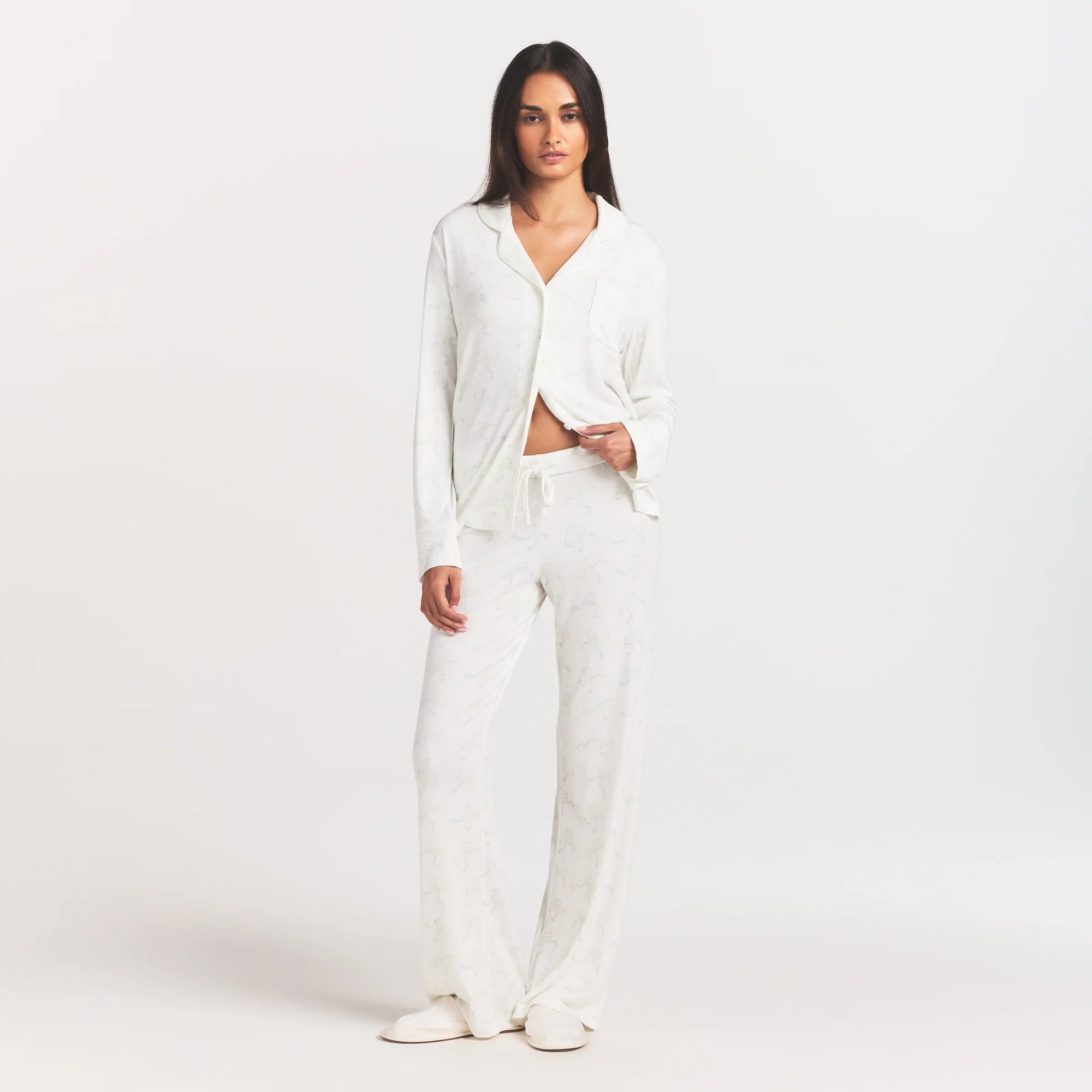 SOFT LOUNGE SLEEP SET | IVORY PEARL BOWS PRINT