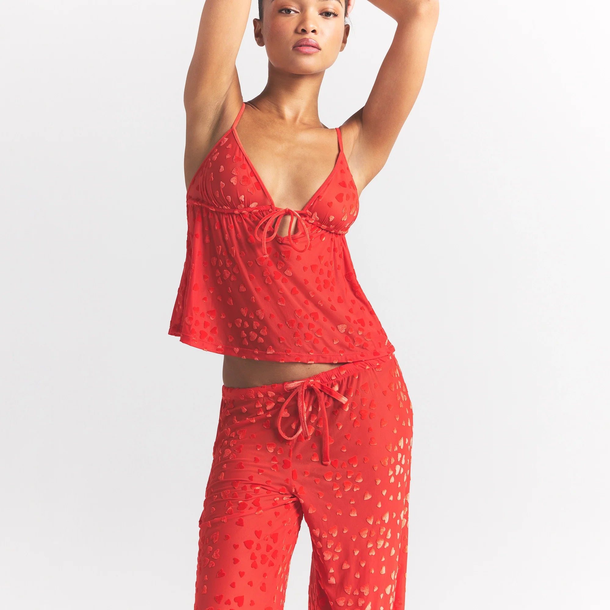 SHEER VELVET CAMI AND PANT SET | RUBY ON A MODEL FRONT VIEW @ | FOCUS: 0.0, 1.0, 0.9