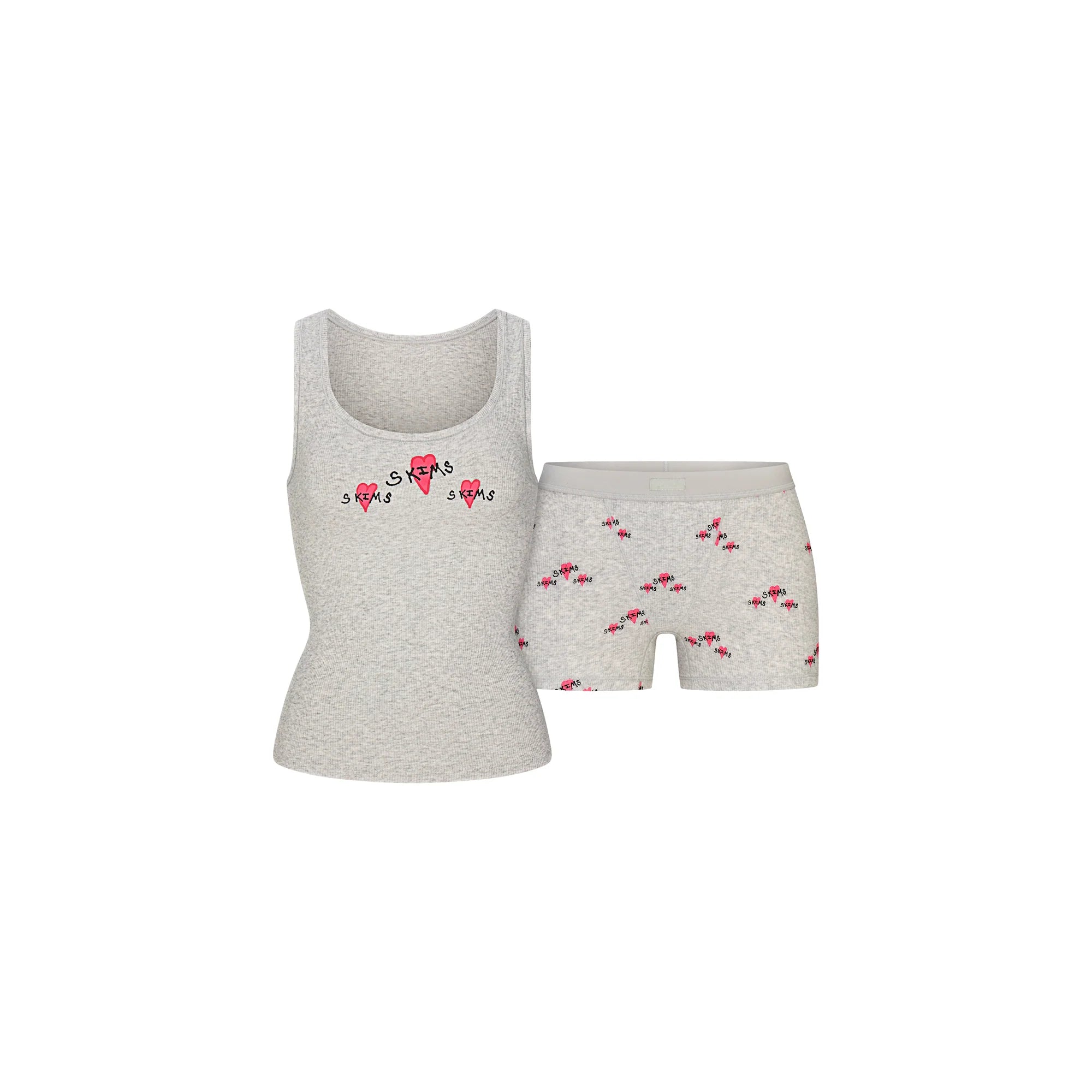COTTON RIB TANK AND SHORT BOXER SET | LHG TRIPLE HEARTS