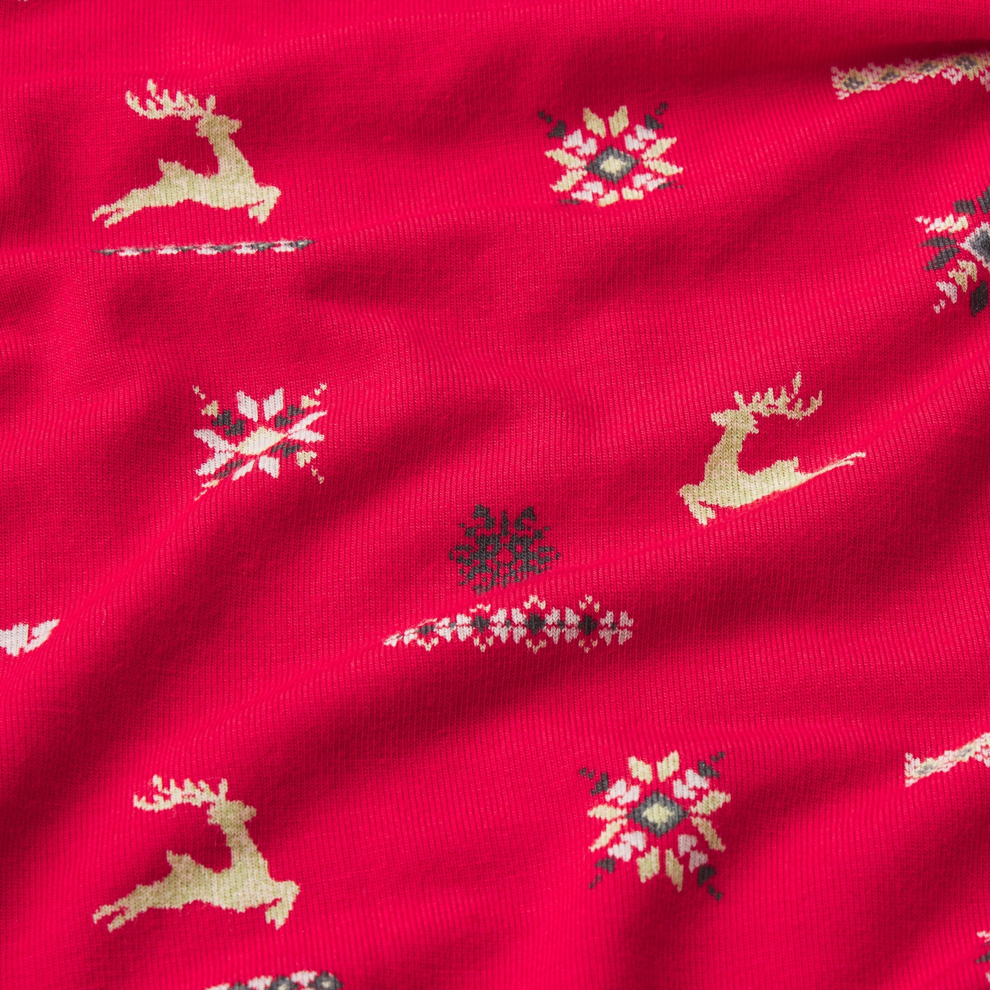 SKIMS SLEEP SCOOP NECK SLEEP SET | CRANBERRY VINTAGE DEER PRINT ADDITIONAL FABRIC DETAILS