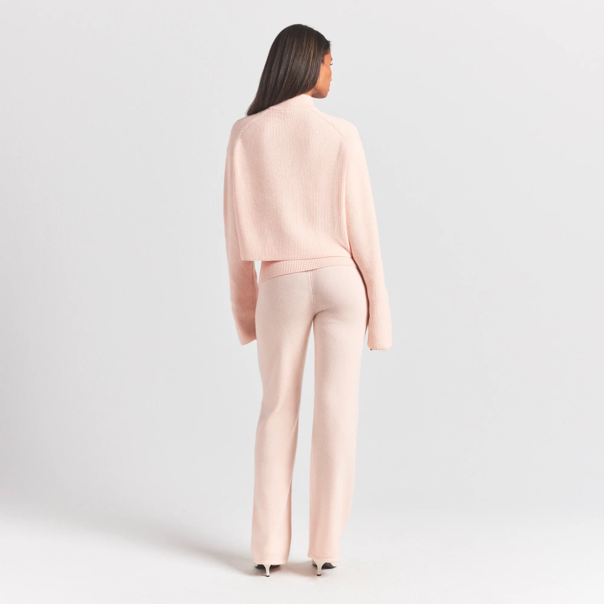 SWEATER KNITS MOCK NECK ZIP UP | PRIMROSE ON A MODEL SIDE VIEW @ | FOCUS: 0.0, 1.0, 0.9