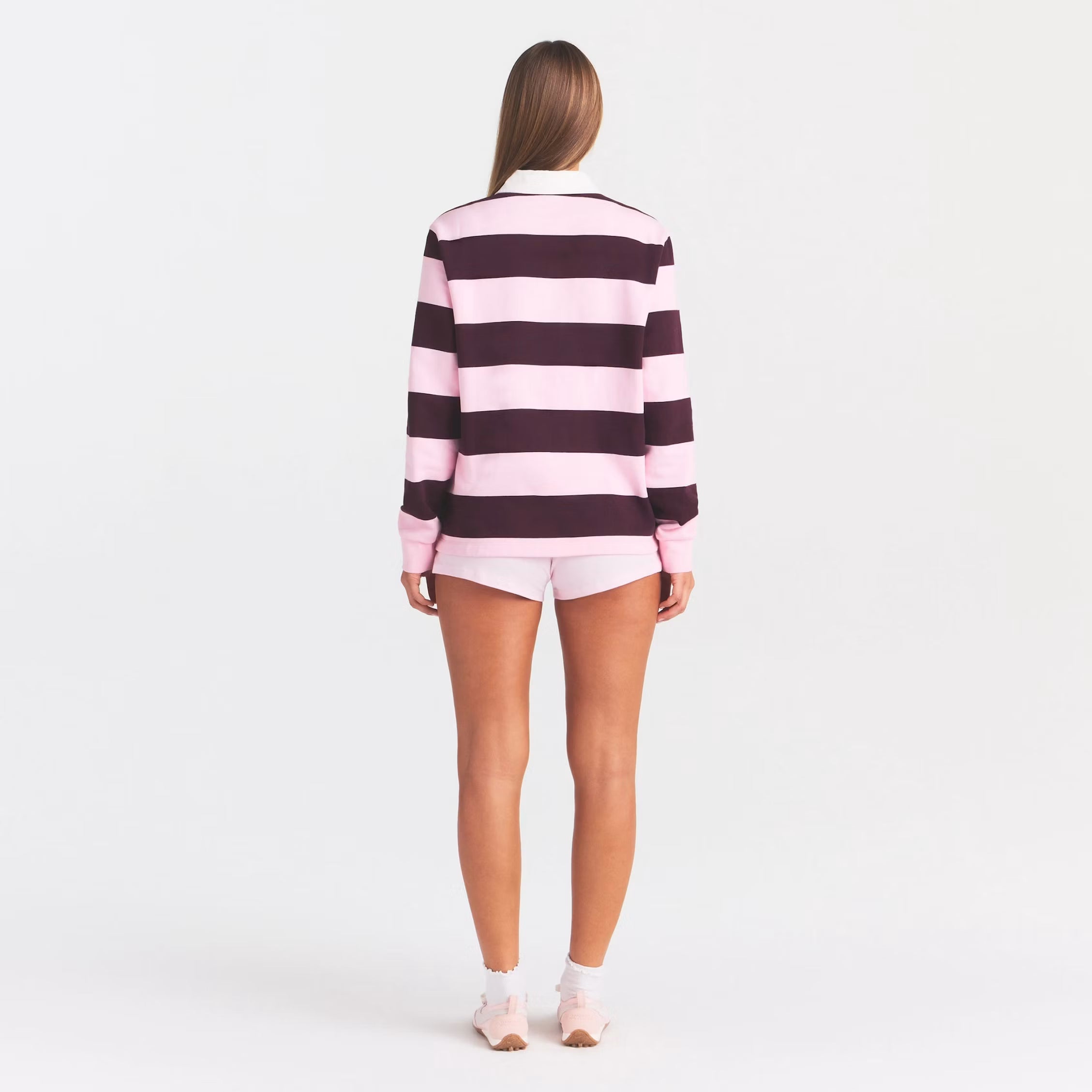 BOYFRIEND FLEECE OVERSIZED POLO | CURRANT RUGBY MULTI