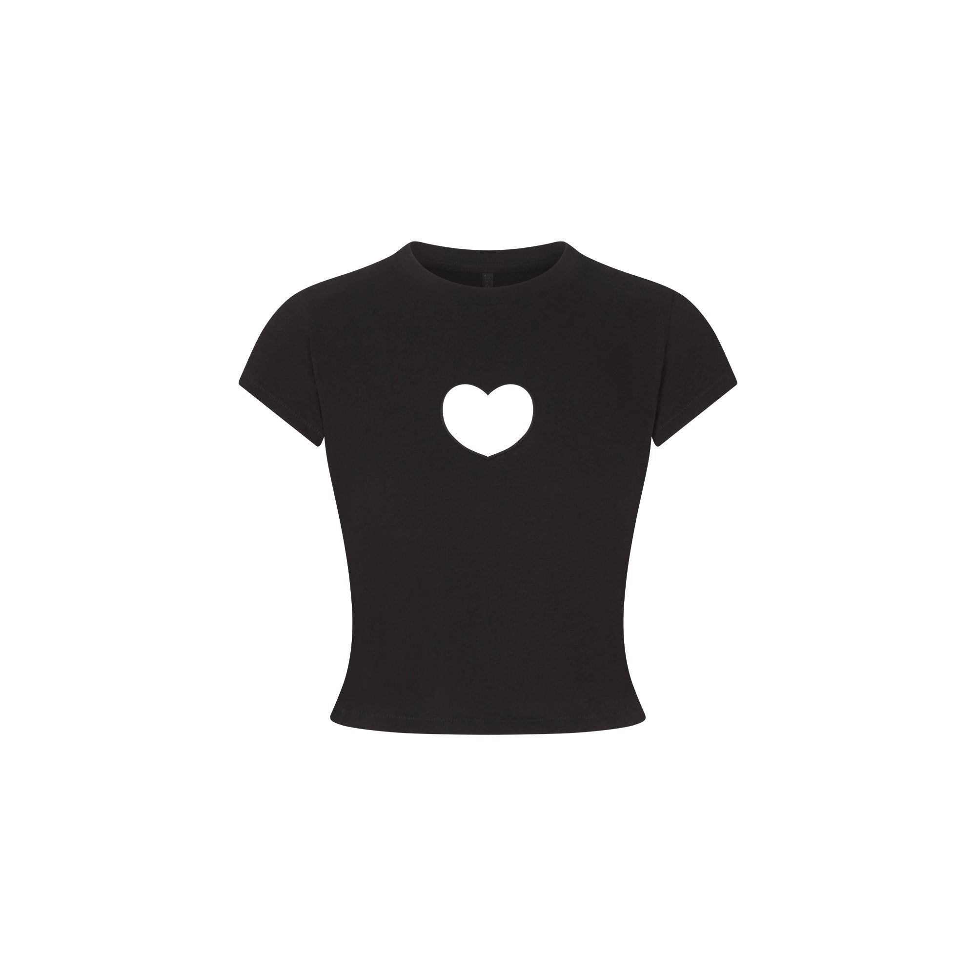 WORN IN JERSEY HEART BABY TEE | WASHED ONYX FLAT ON A WHITE BACKGROUND | FLT