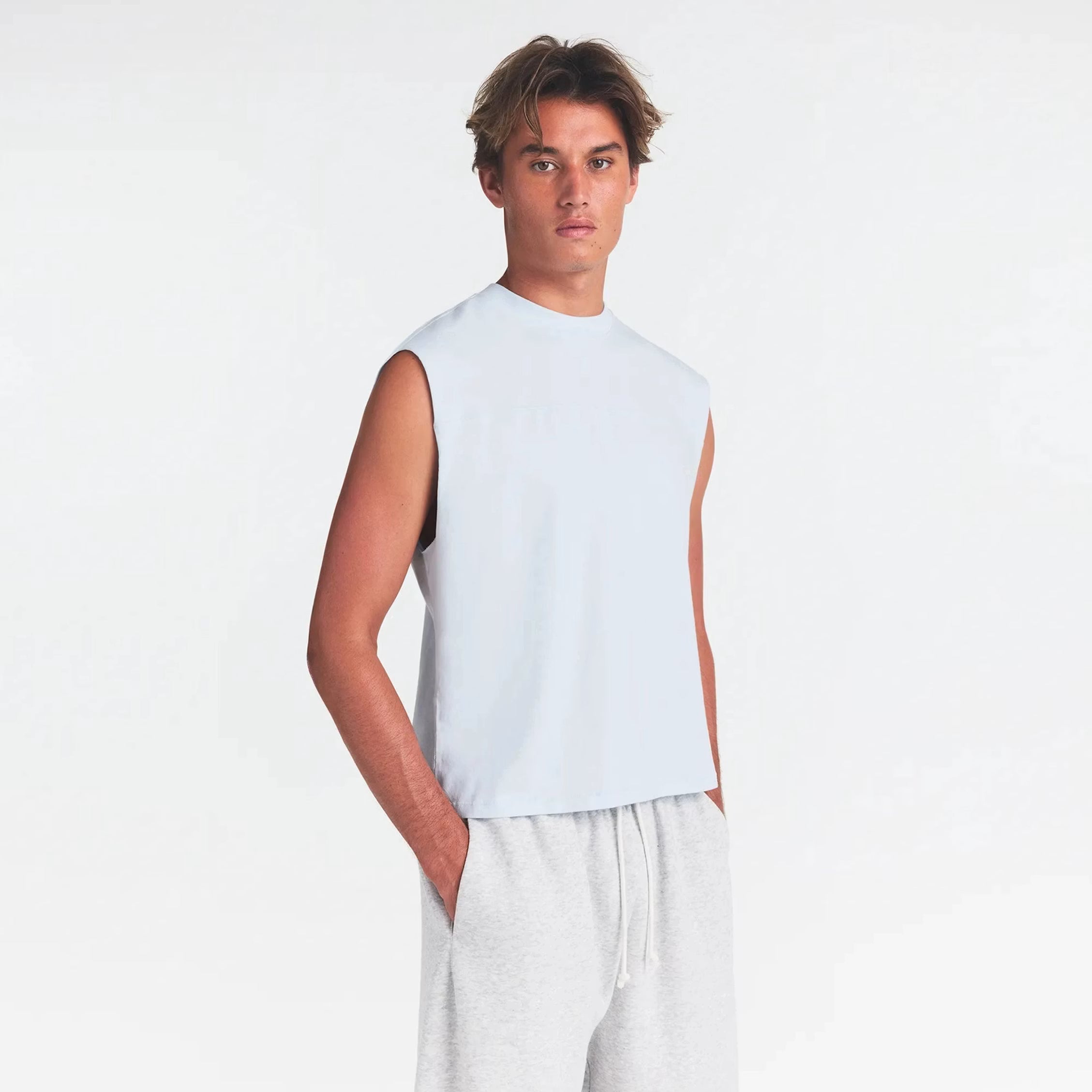 HEAVYWEIGHT COTTON MENS CROPPED MUSCLE TANK | ATMOSPHERE