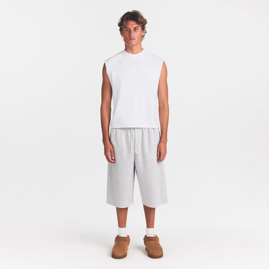 HEAVYWEIGHT COTTON MENS CROPPED MUSCLE TANK | CHALK