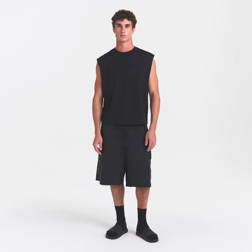 HEAVYWEIGHT COTTON MENS CROPPED MUSCLE TANK | OBSIDIAN