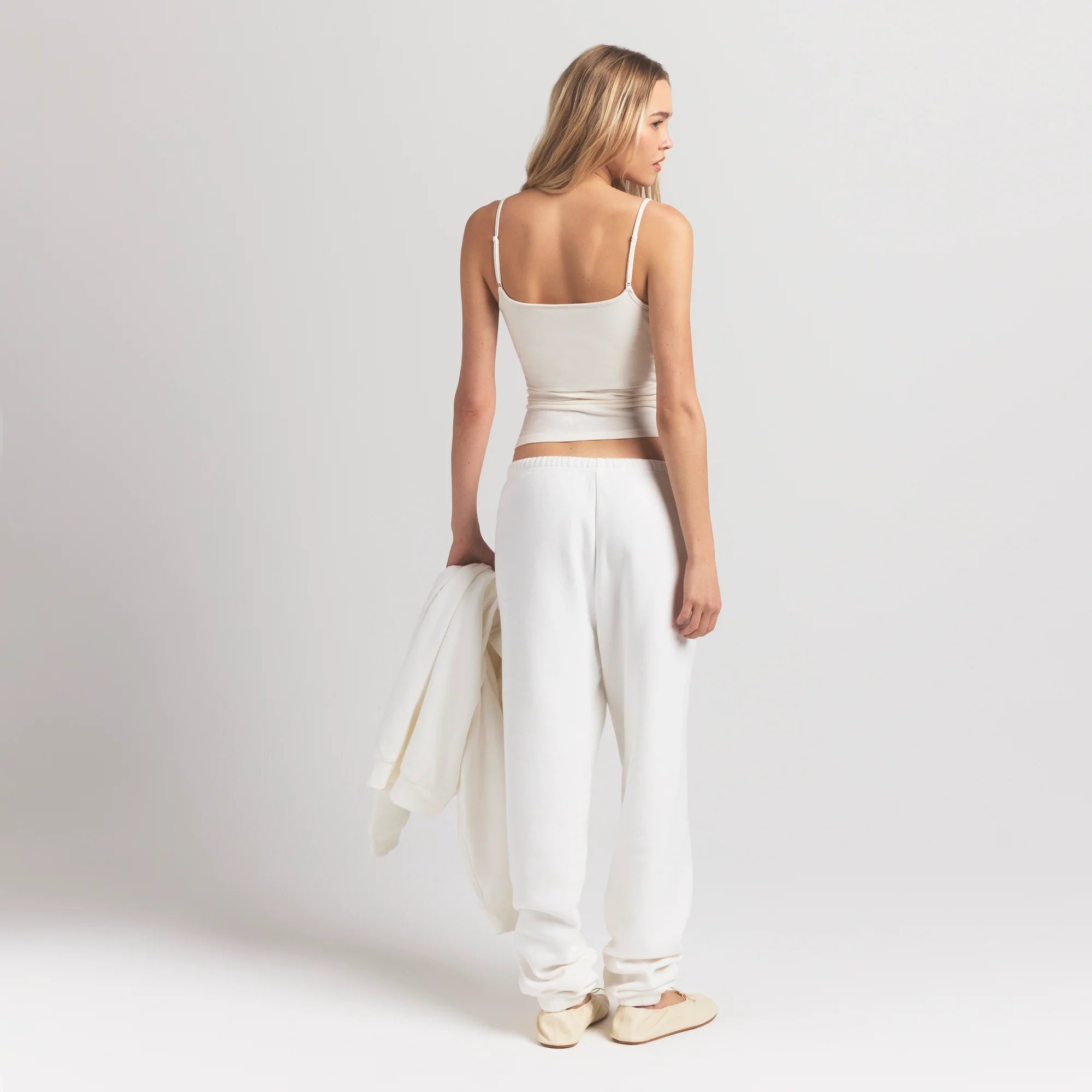 COTTON JERSEY SCOOP NECK CAMI | MARBLE ON A MODEL BACK VIEW @ | FOCUS: 0.9, 0.1, 0.7