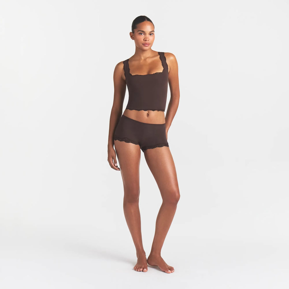 FITS EVERYBODY LACE TANK | ESPRESSO