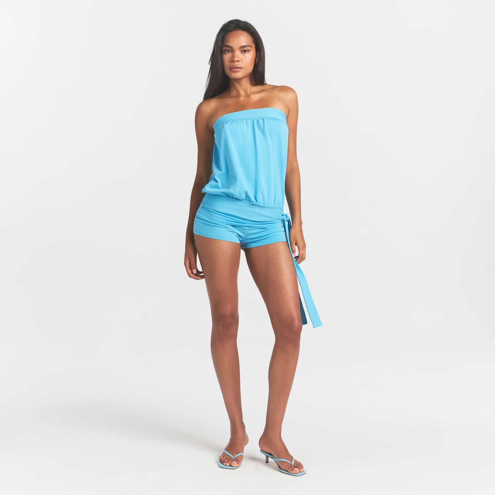 COTTON JERSEY TIE SIDE TUBE TOP | WATER