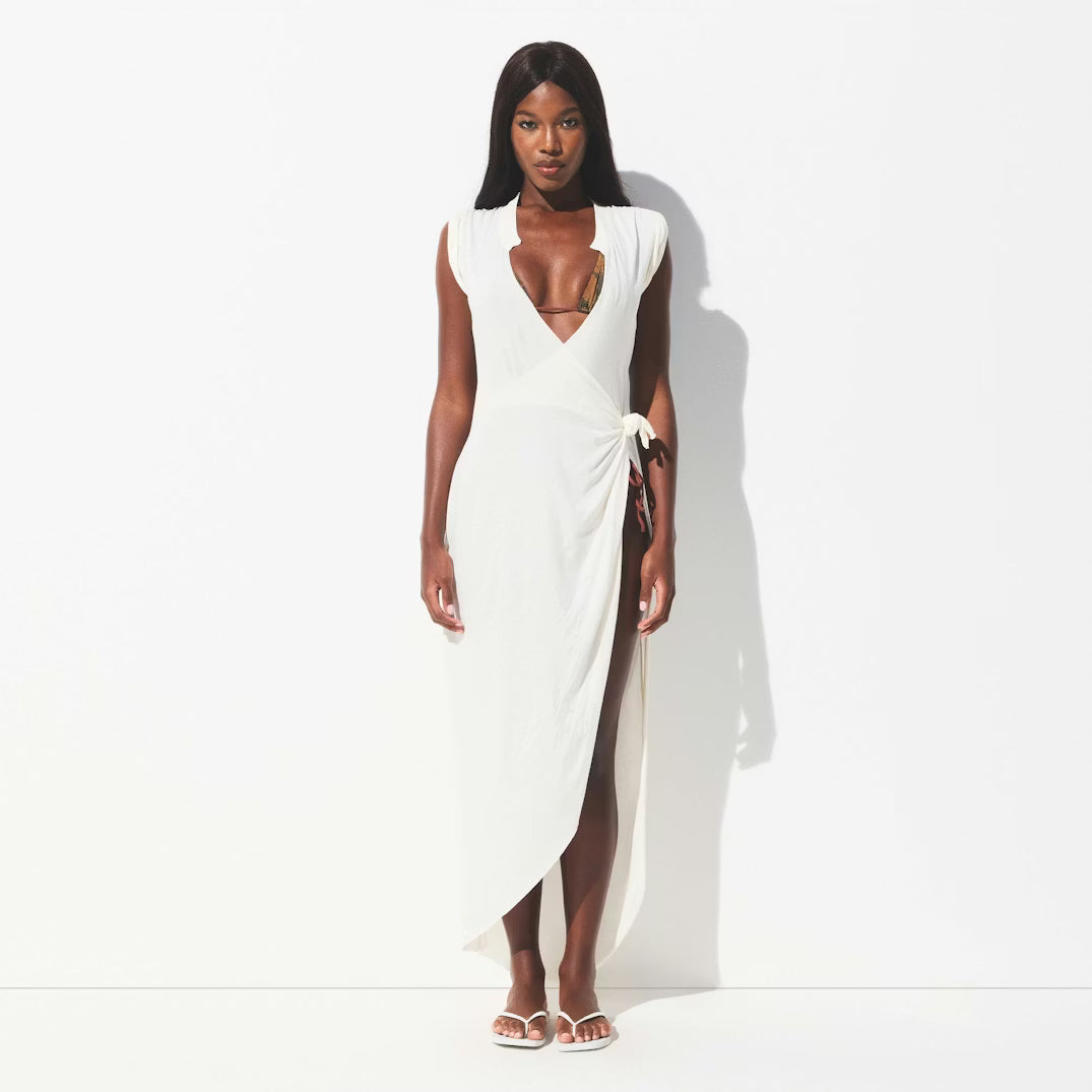 COTTON COVER-UPS TIE DRESS | EGRET