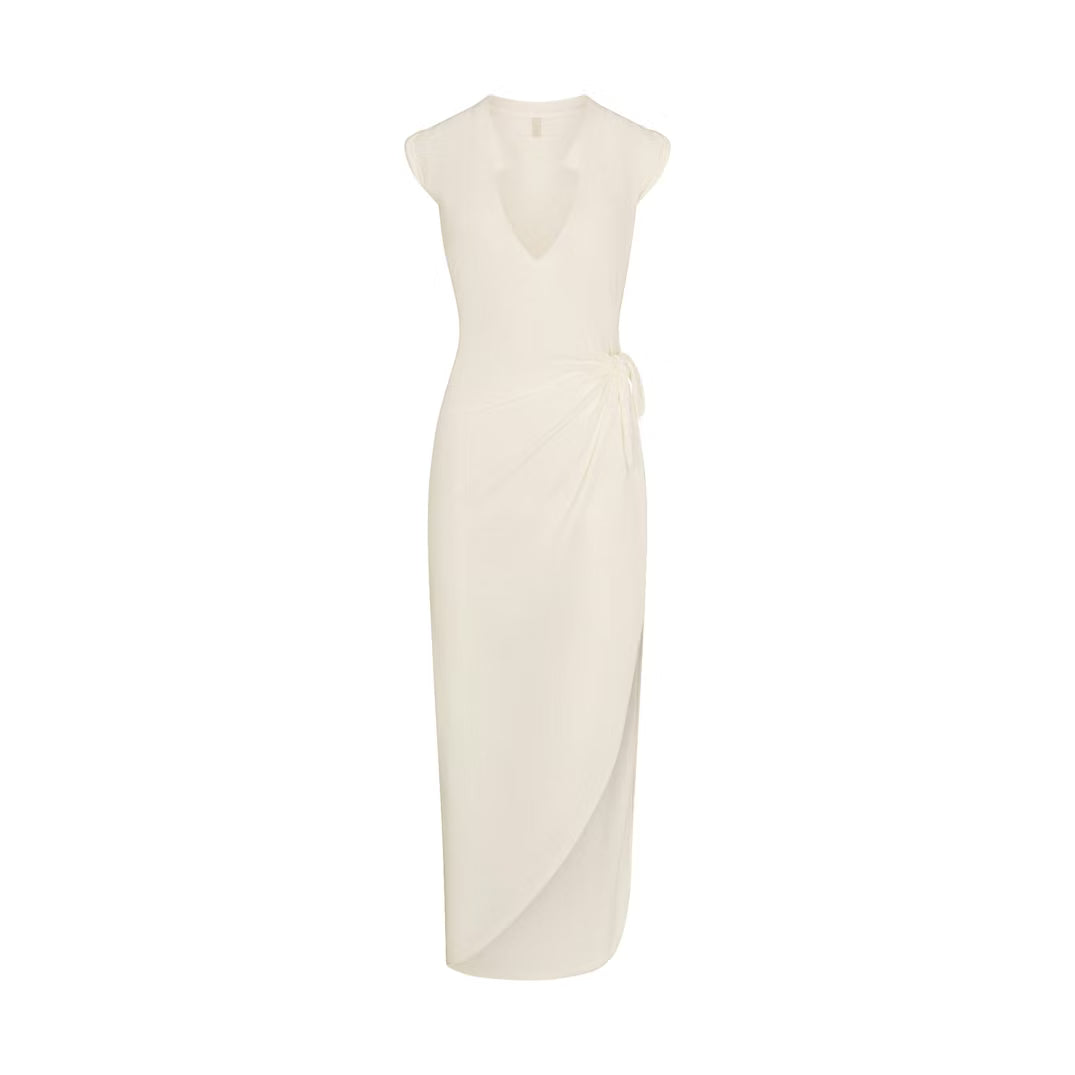COTTON COVER-UPS TIE DRESS | EGRET