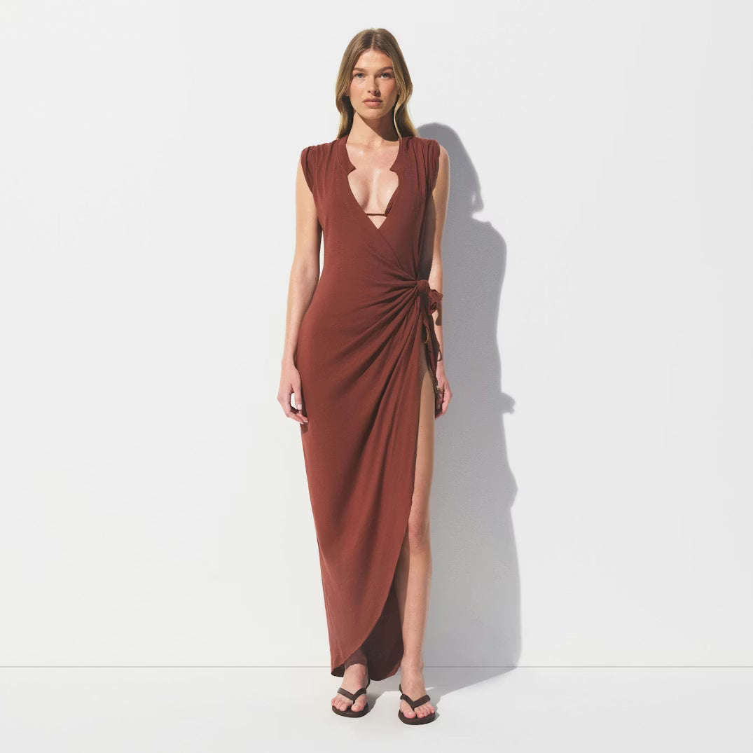 COTTON COVER-UPS TIE DRESS | HENNA