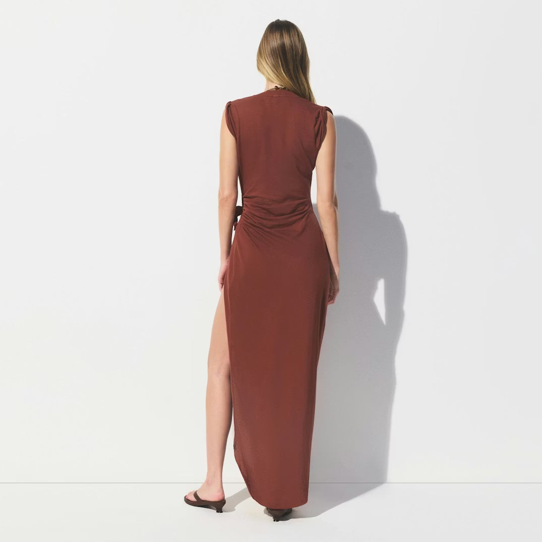COTTON COVER-UPS TIE DRESS | HENNA