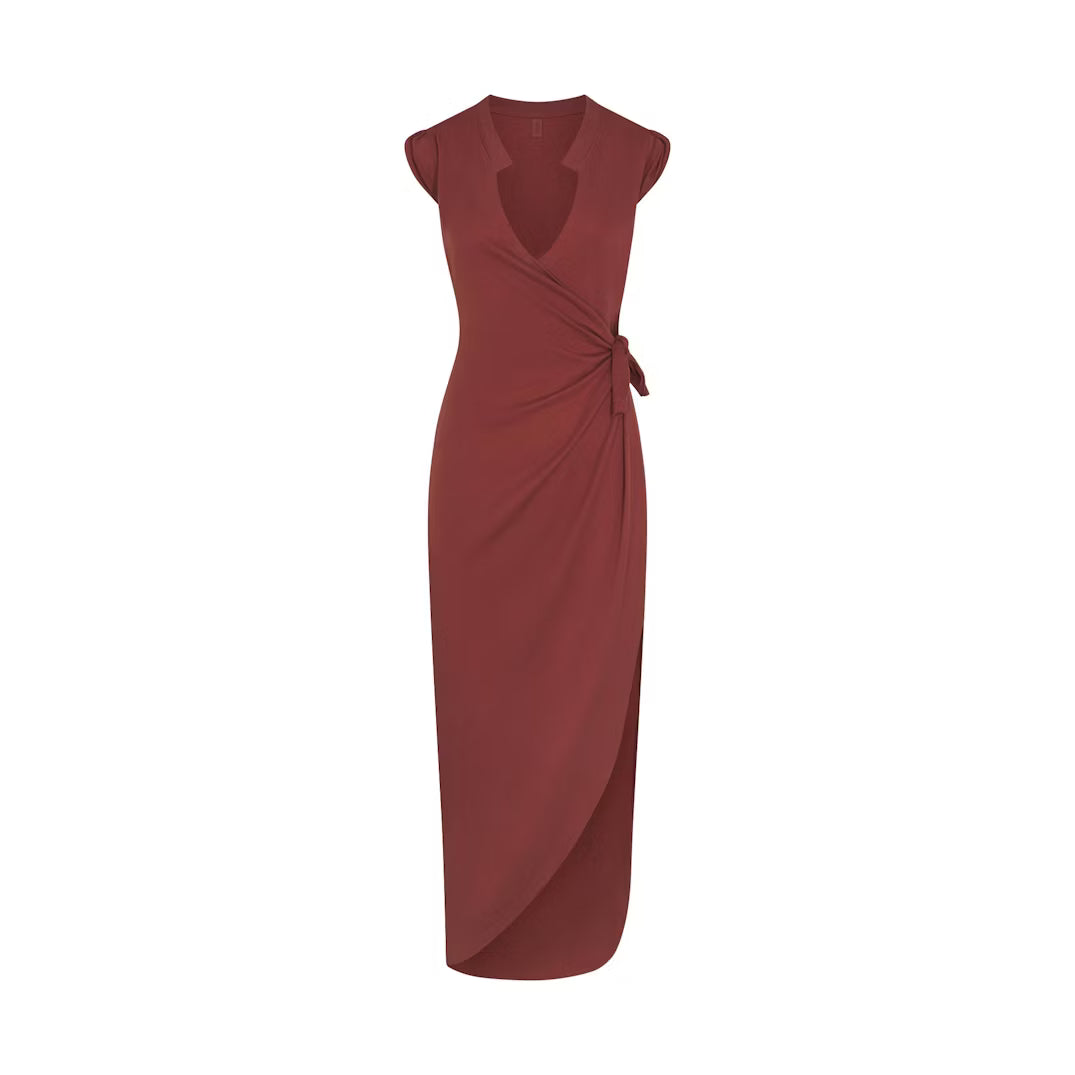 COTTON COVER-UPS TIE DRESS | HENNA