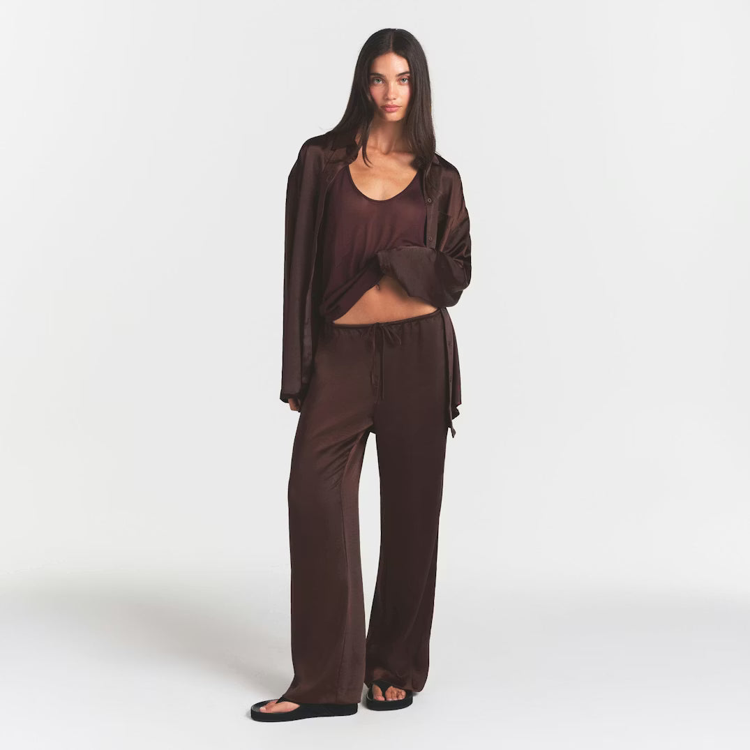 LIGHTWEIGHT SATIN PANT | ESPRESSO