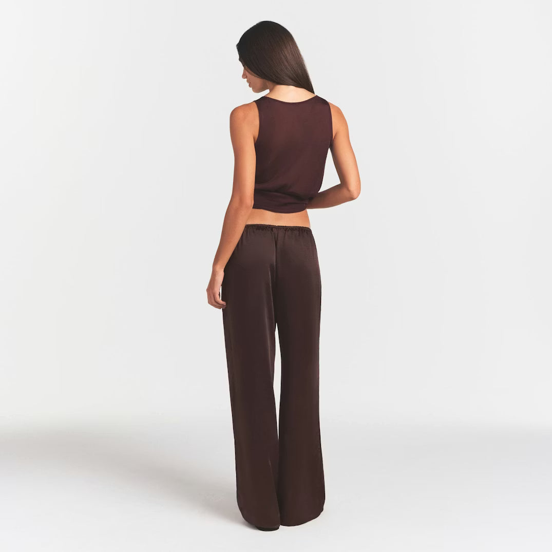 LIGHTWEIGHT SATIN PANT | ESPRESSO