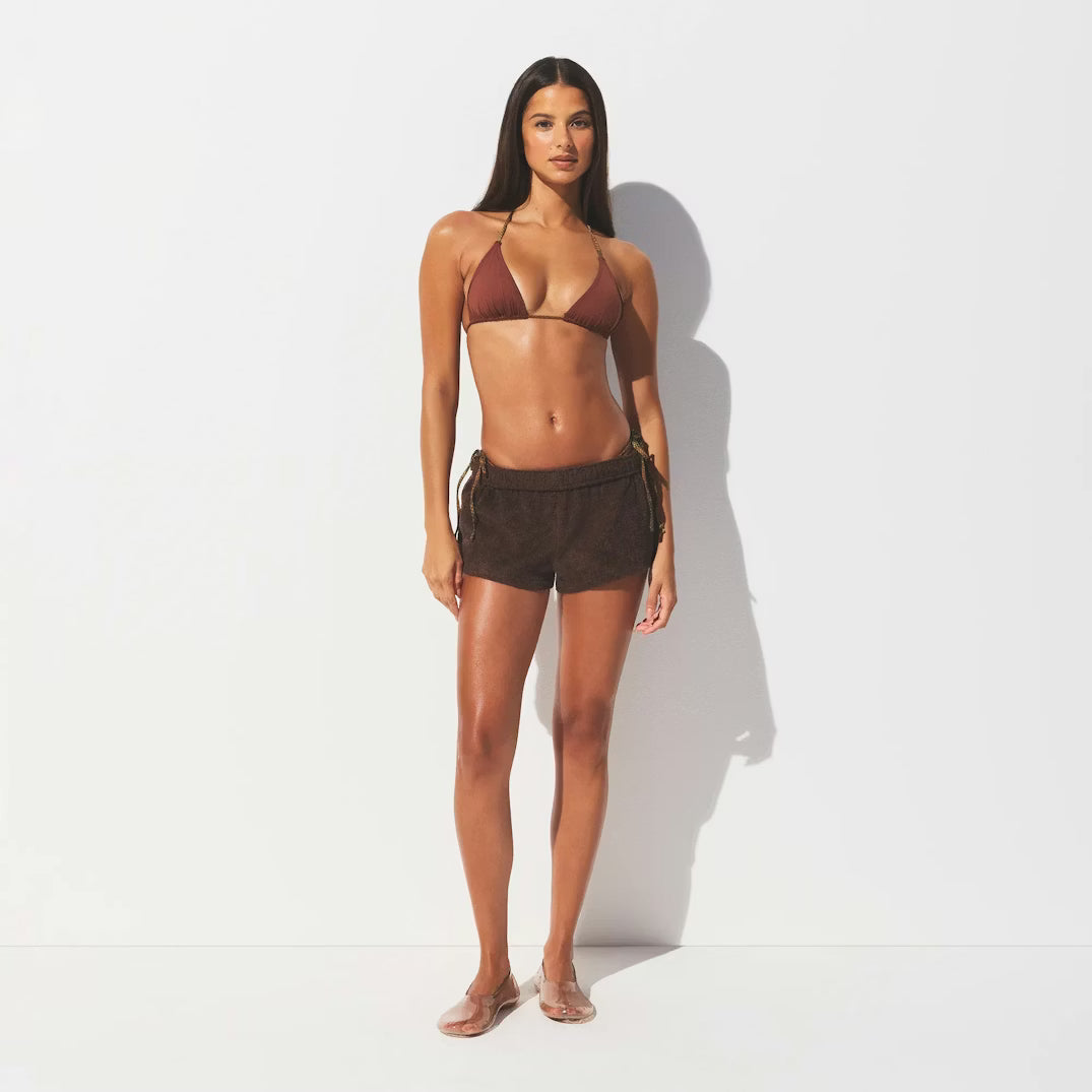 TERRY COVER-UPS FOLDOVER SHORT | DARK SEPIA